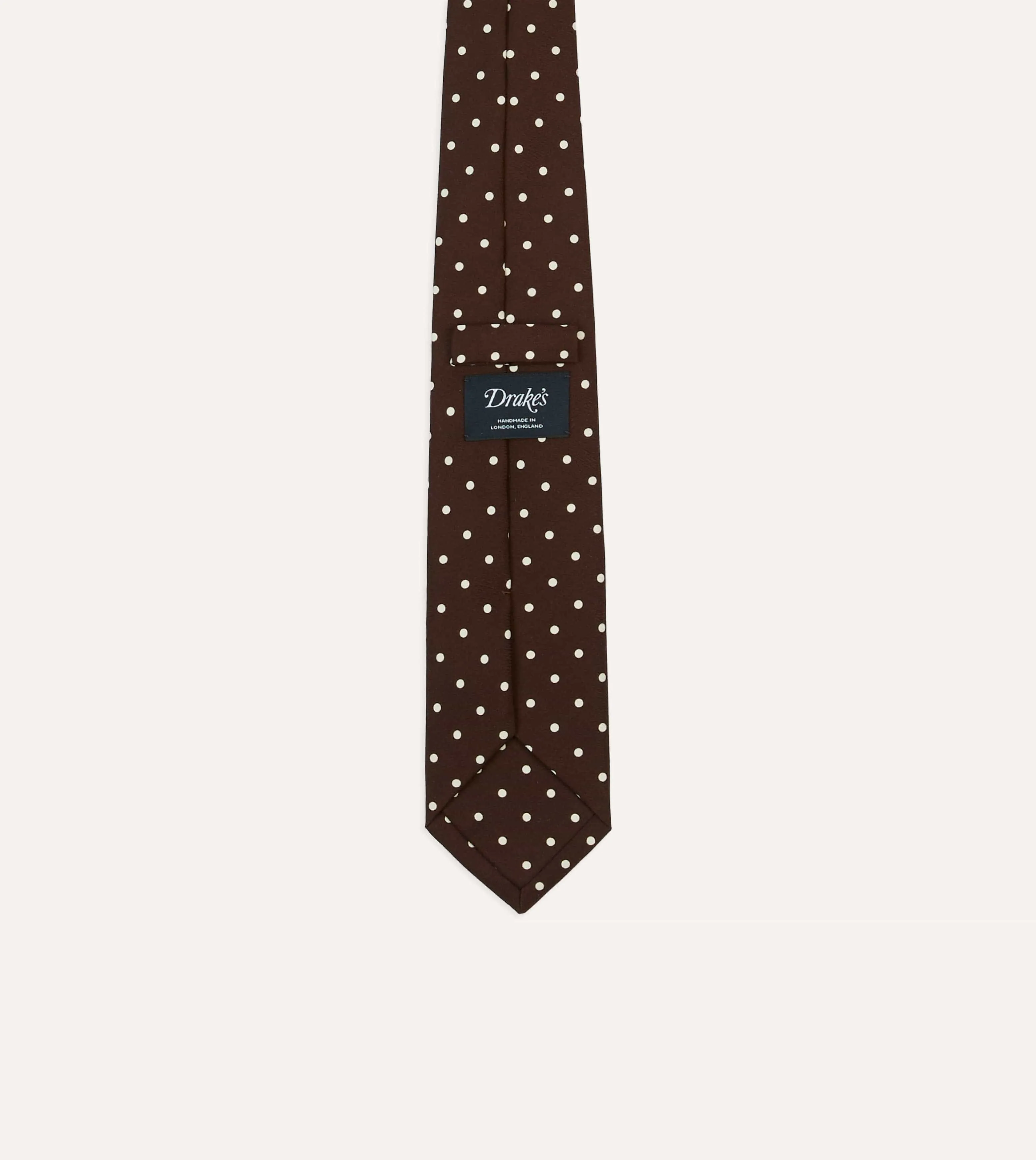 Brown Polka Dot Silk Self-Tipped Tie sold by Drake's London product image thumbnail 3