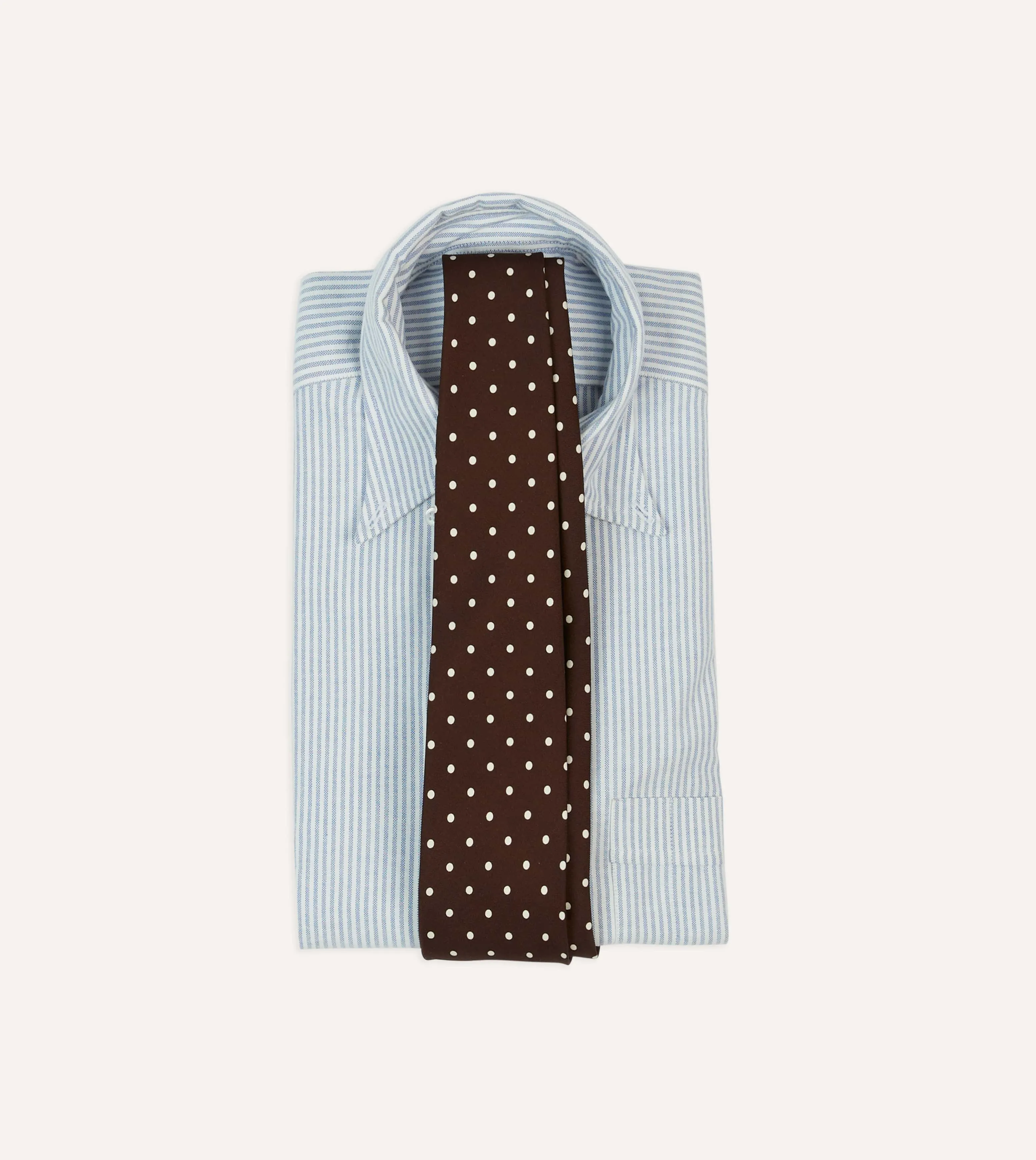 Brown Polka Dot Silk Self-Tipped Tie sold by Drake's London product image thumbnail 2