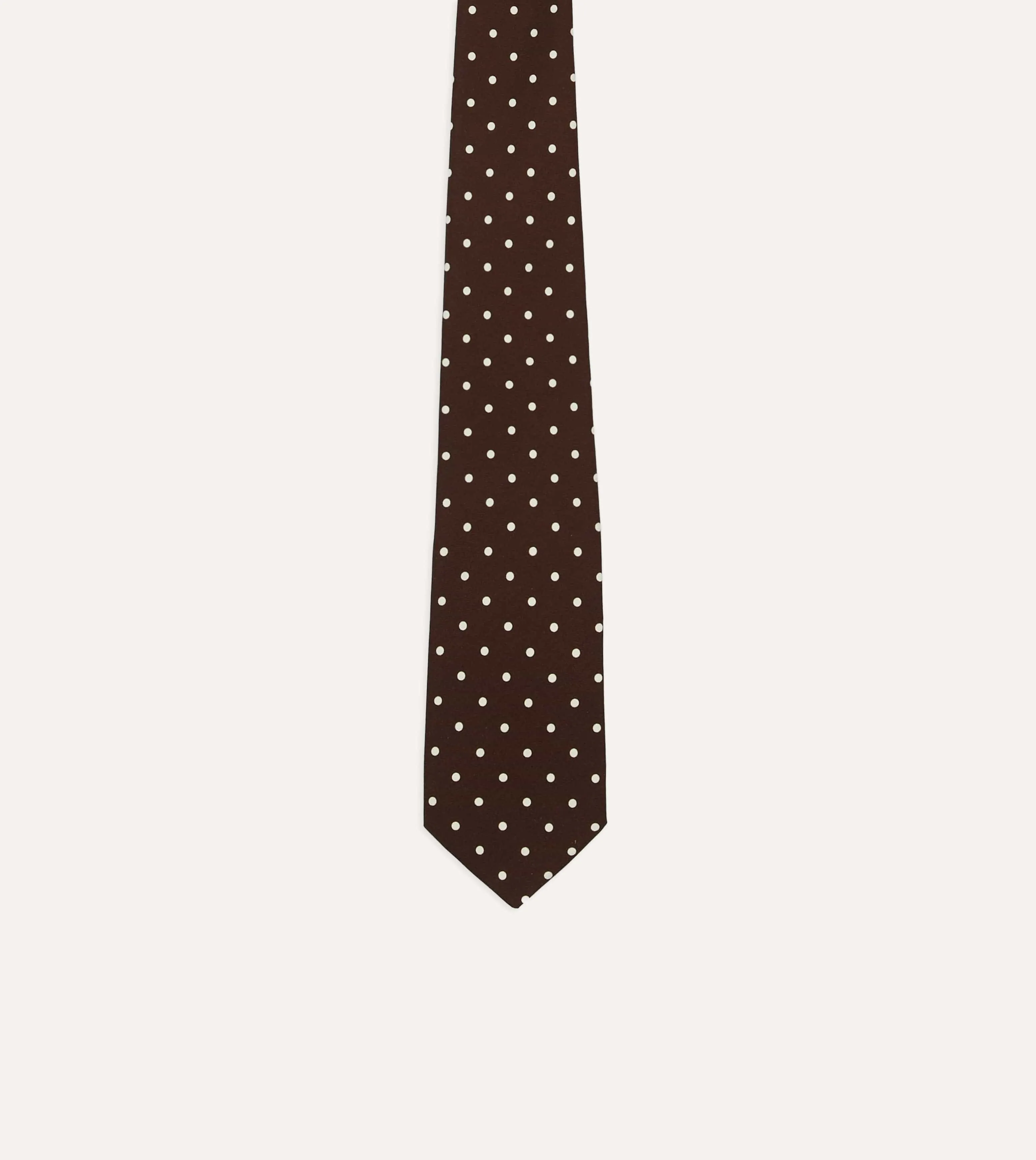 Brown Polka Dot Silk Self-Tipped Tie sold by Drake's London product image thumbnail 4