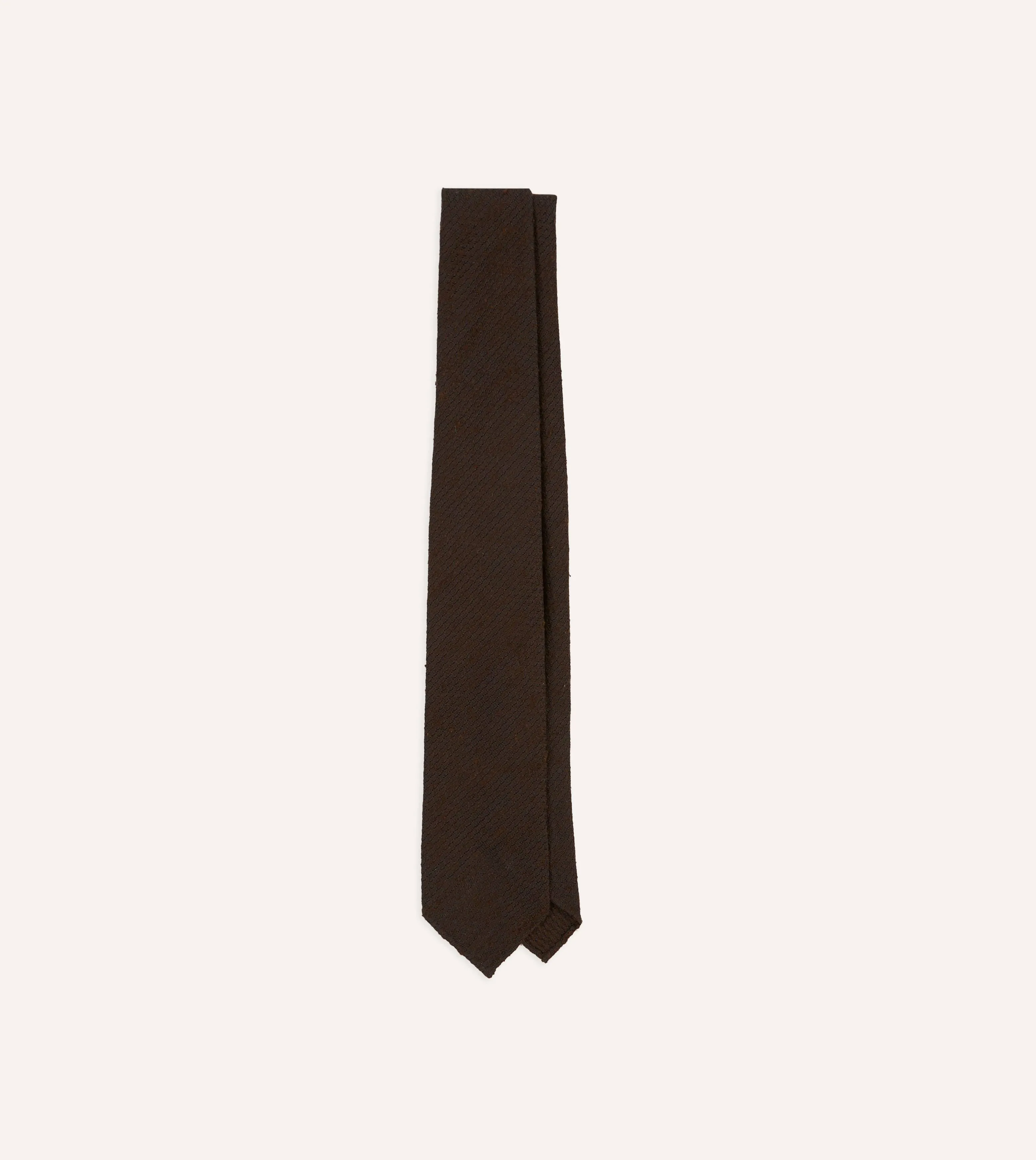 Brown Shantung Silk Hand-Rolled Tie sold by Drake's London