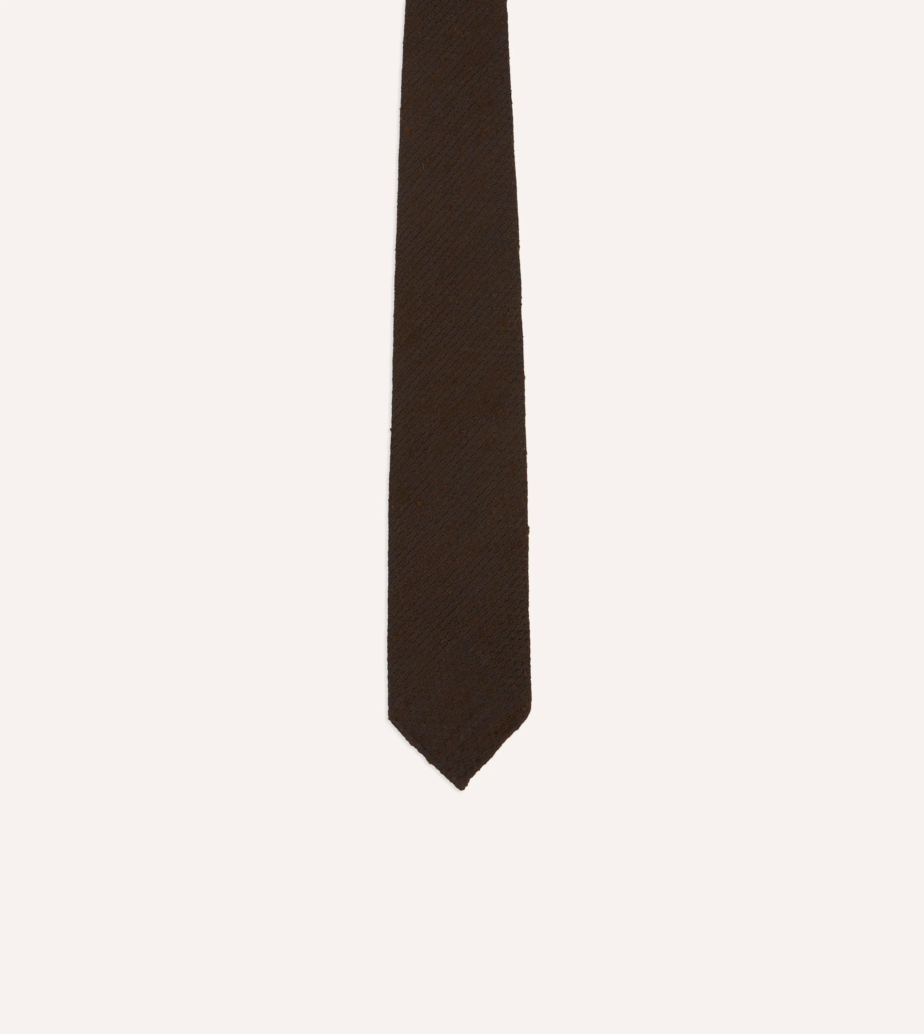 Brown Shantung Silk Hand-Rolled Tie sold by Drake's London product image thumbnail 4