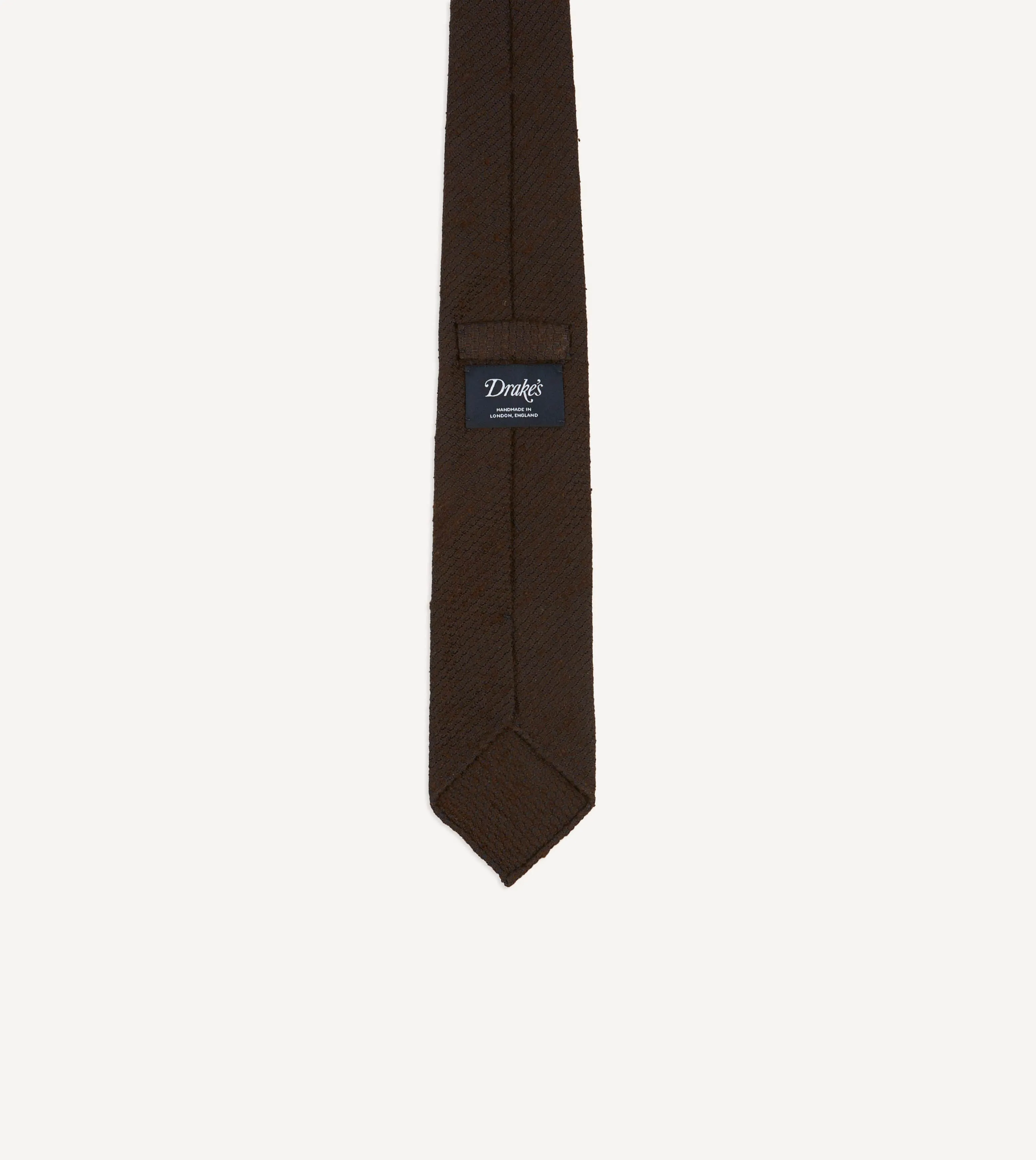 Brown Shantung Silk Hand-Rolled Tie sold by Drake's London product image thumbnail 3