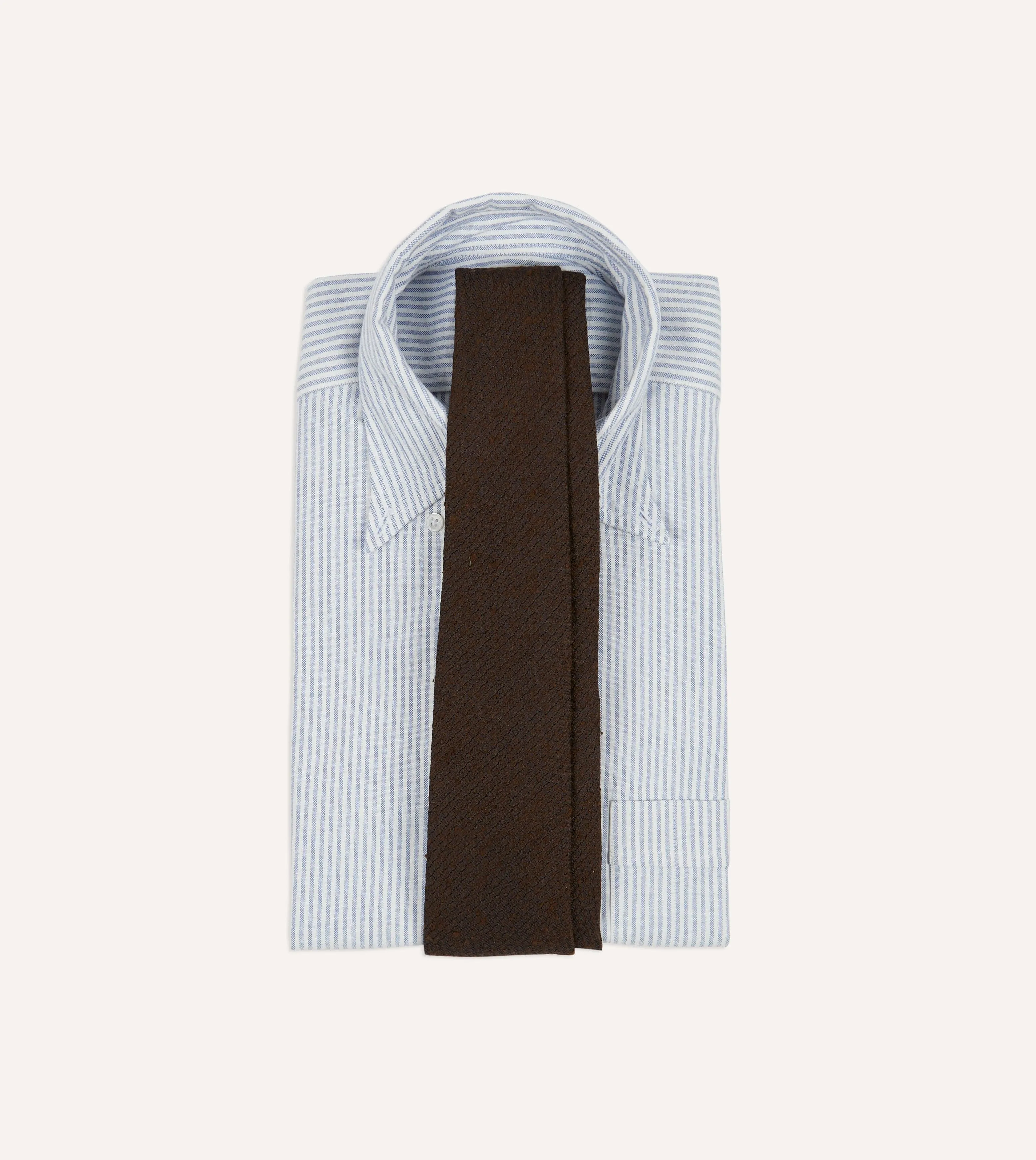 Brown Shantung Silk Hand-Rolled Tie sold by Drake's London product image thumbnail 2