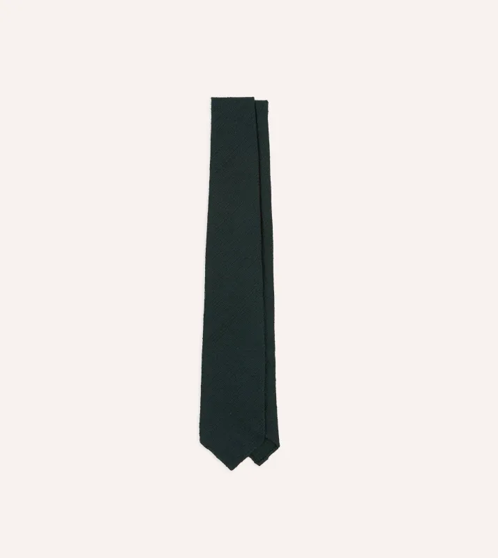 Green Shantung Silk Hand-Rolled Tie made by Drake's London