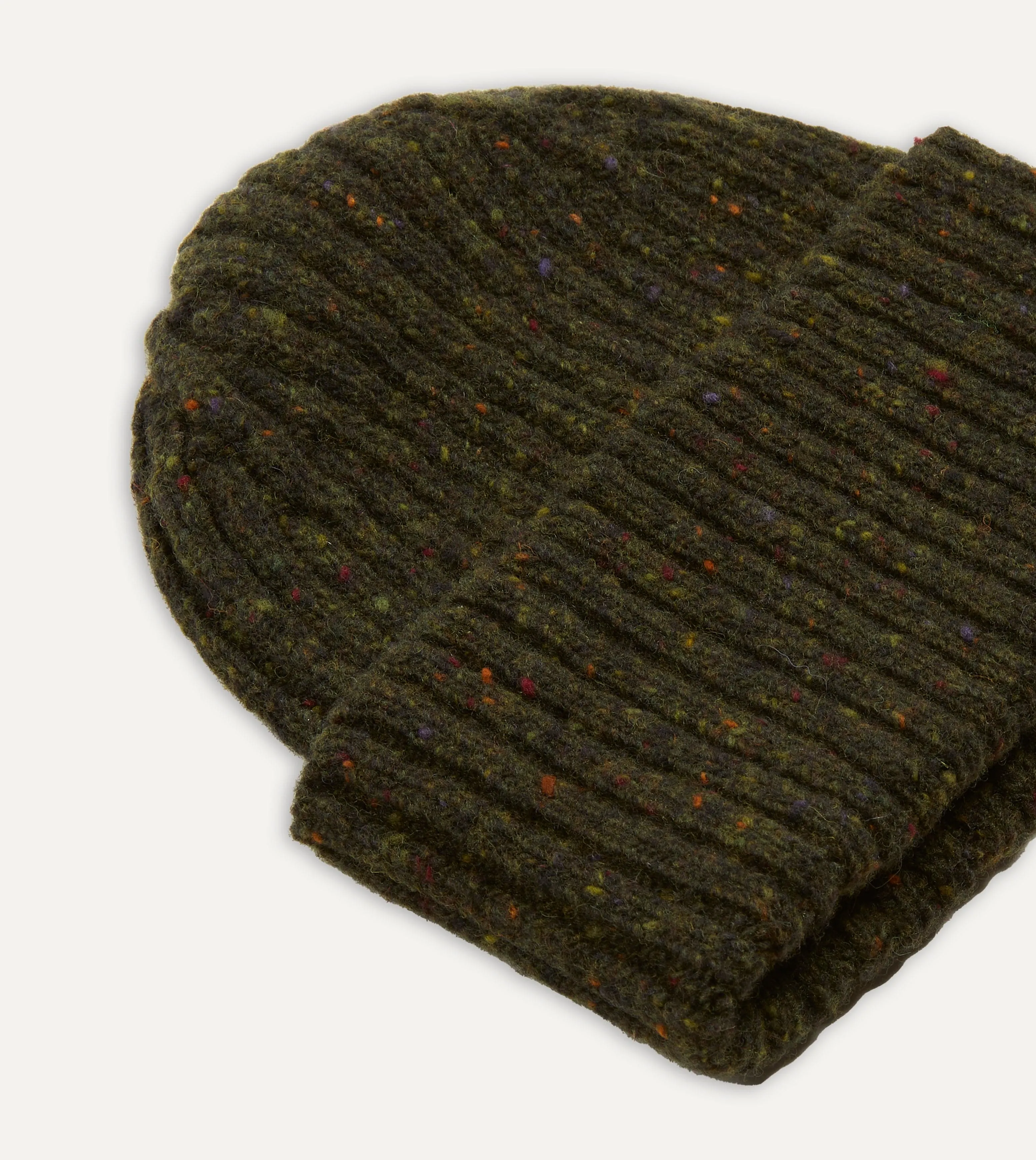Green Ribbed Merino Donegal Knit Cap sold by Drake's London product image thumbnail 2