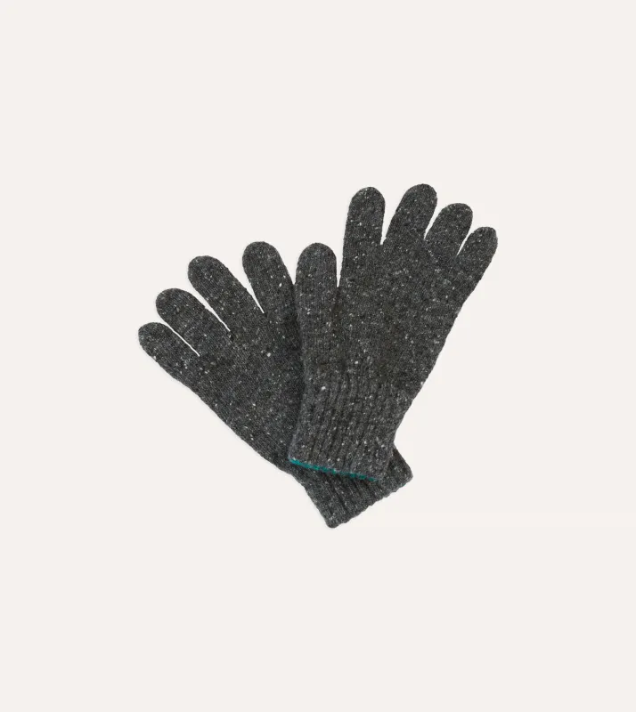 Grey Merino Wool Knitted Gloves sold by Drake's London