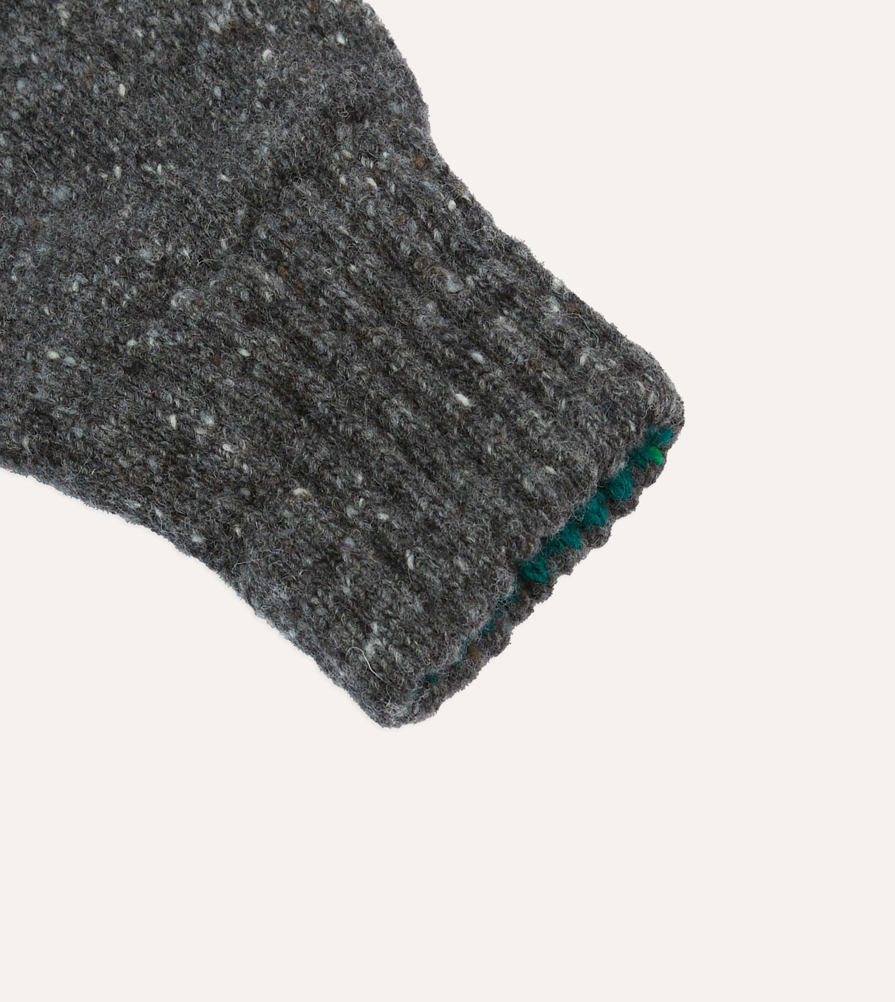 Grey Merino Wool Knitted Gloves sold by Drake's London product image thumbnail 2