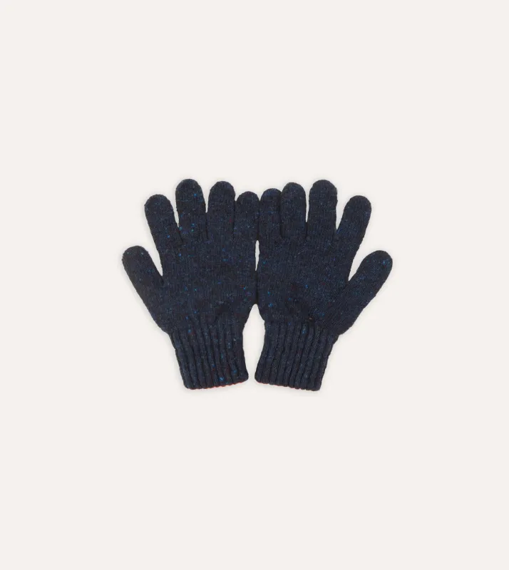 Navy Merino Wool Knitted Gloves sold by Drake's London