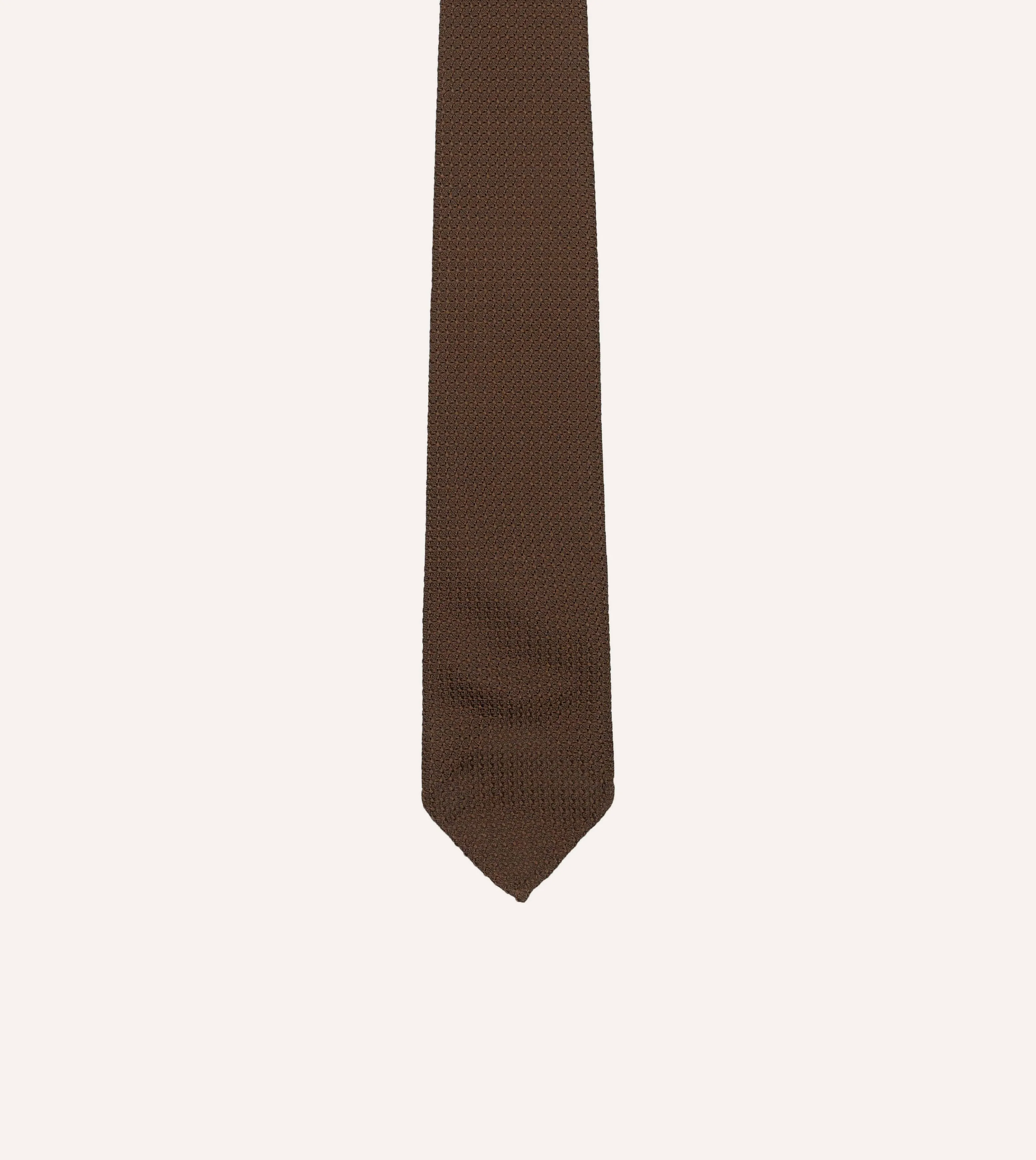 Brown Hand Rolled Large Knot Grenadine Tie sold by Drake's London product image thumbnail 4