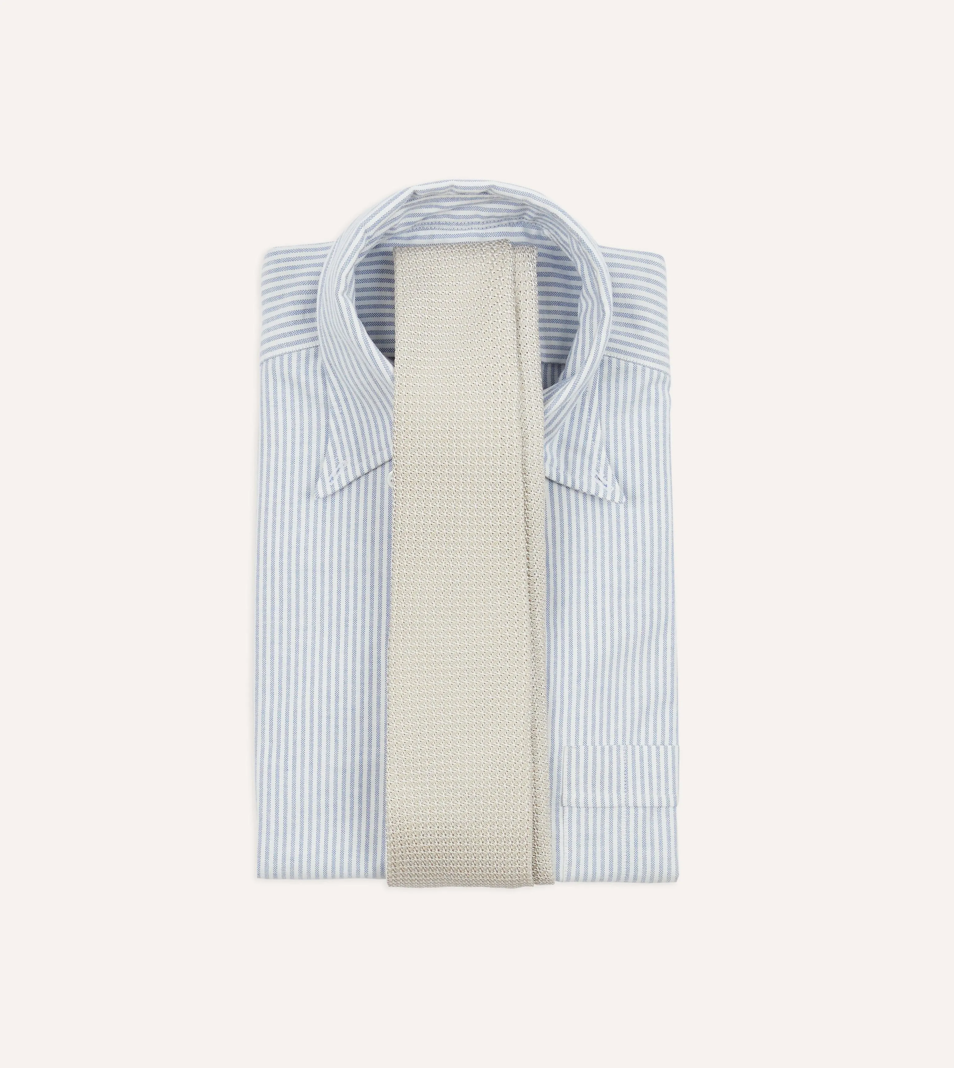 Cream Hand Rolled Large Knot Grenadine Tie sold by Drake's London product image thumbnail 2