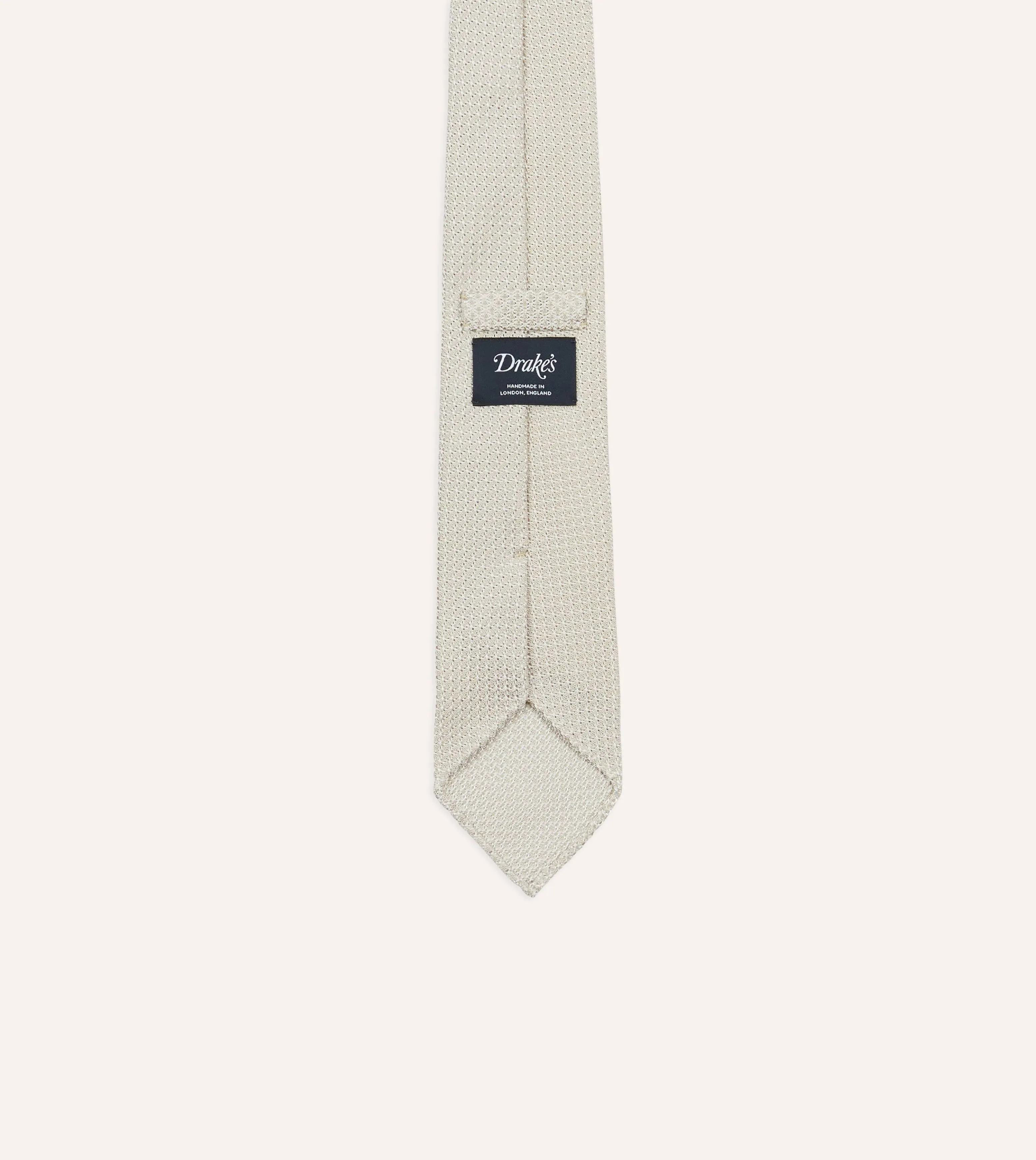 Cream Hand Rolled Large Knot Grenadine Tie sold by Drake's London product image thumbnail 3