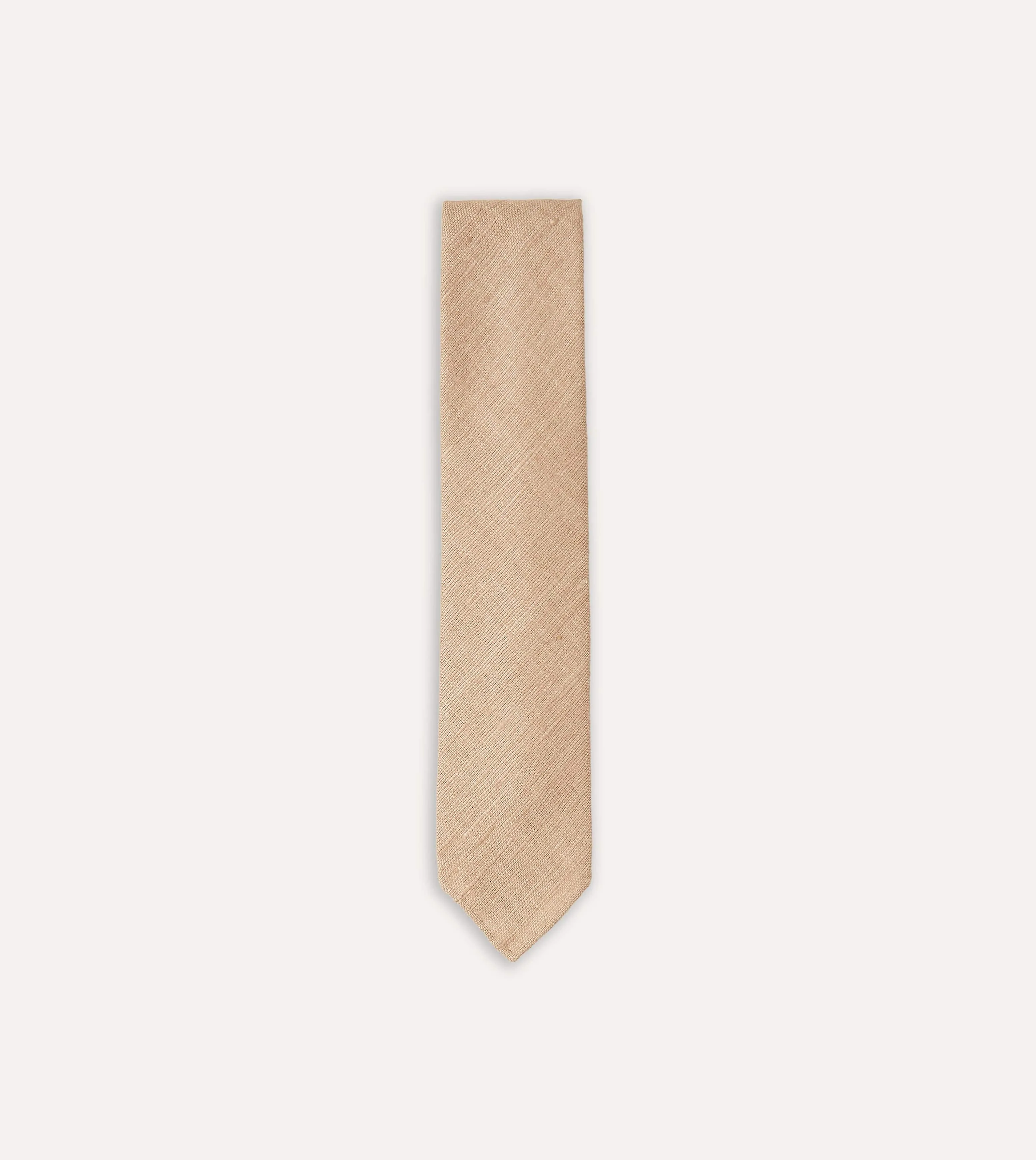 Sand Tussah Hand Rolled Silk Tie sold by Drake's London