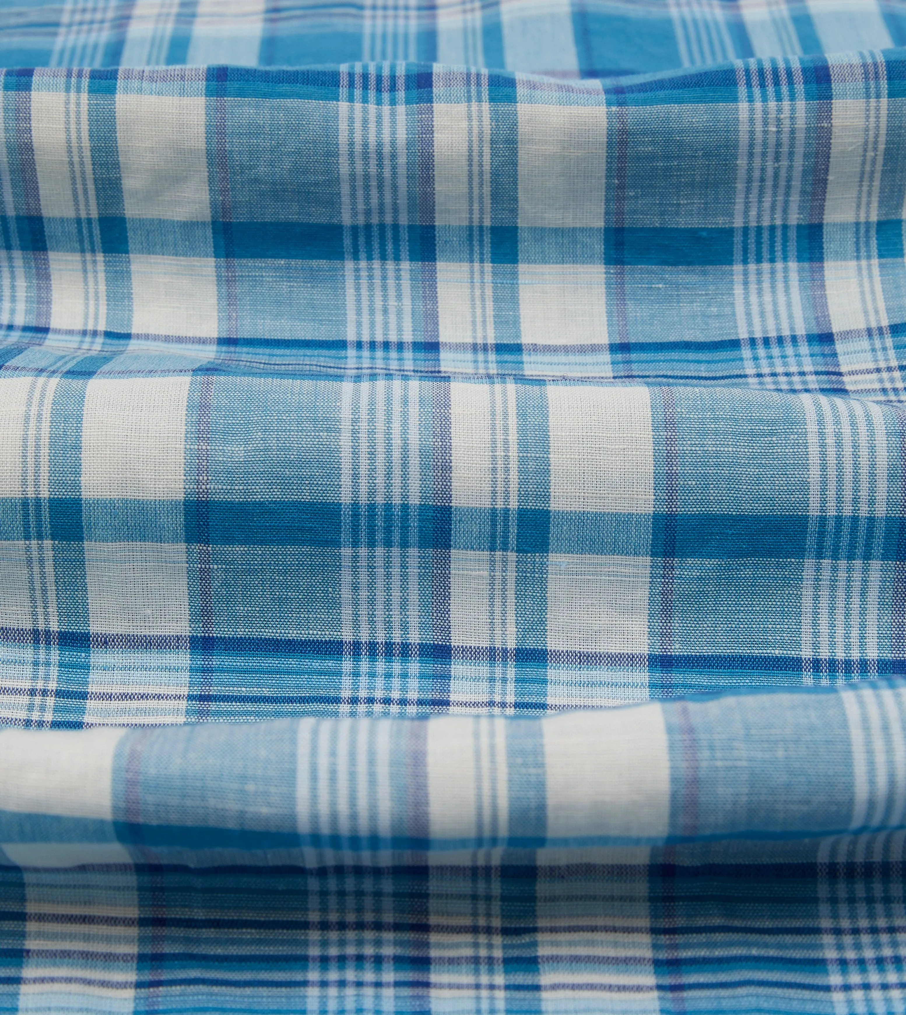 Blue Madras Check Linen Smock Shirt sold by Drake's London product image thumbnail 2