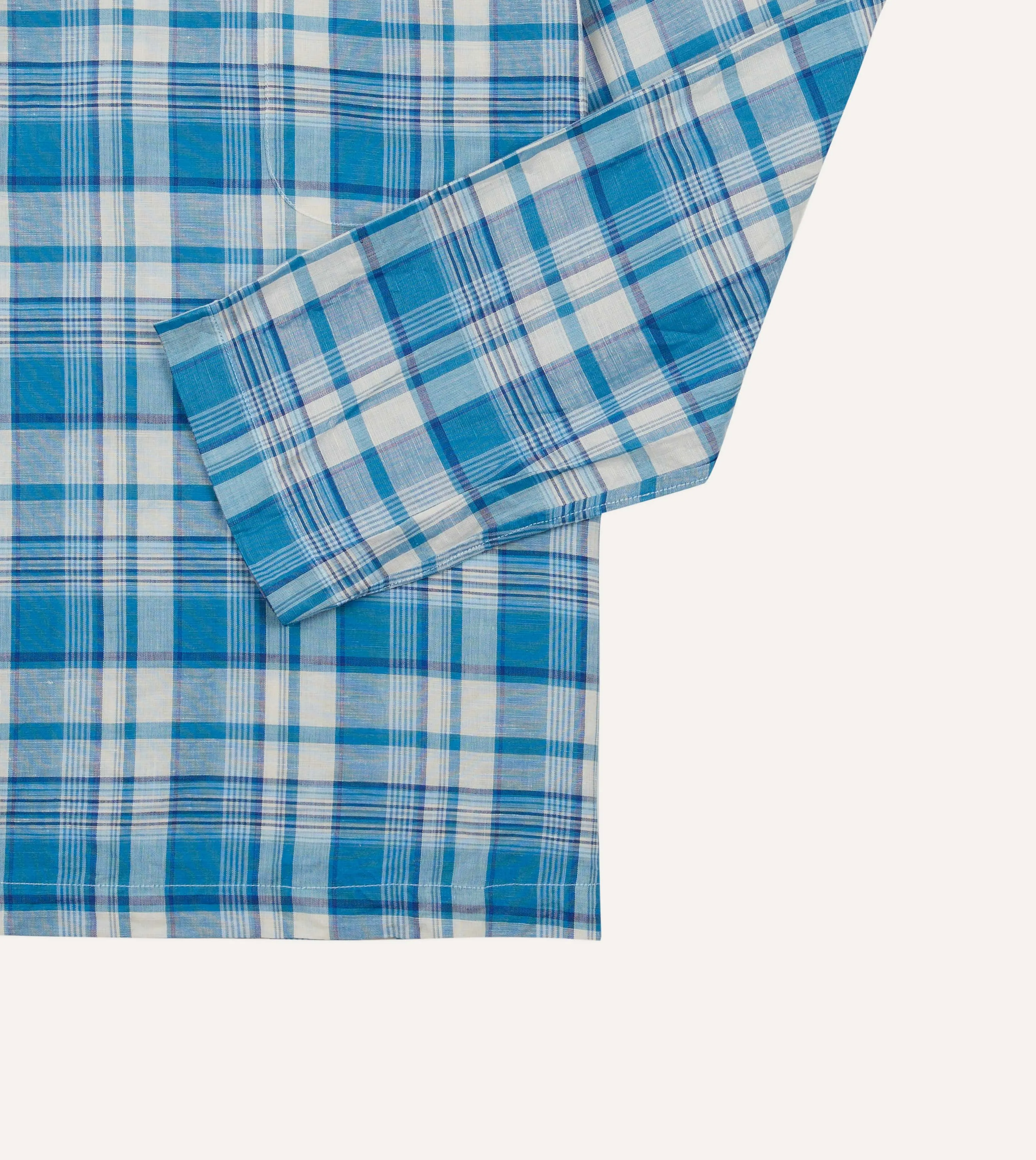 Blue Madras Check Linen Smock Shirt sold by Drake's London product image thumbnail 5