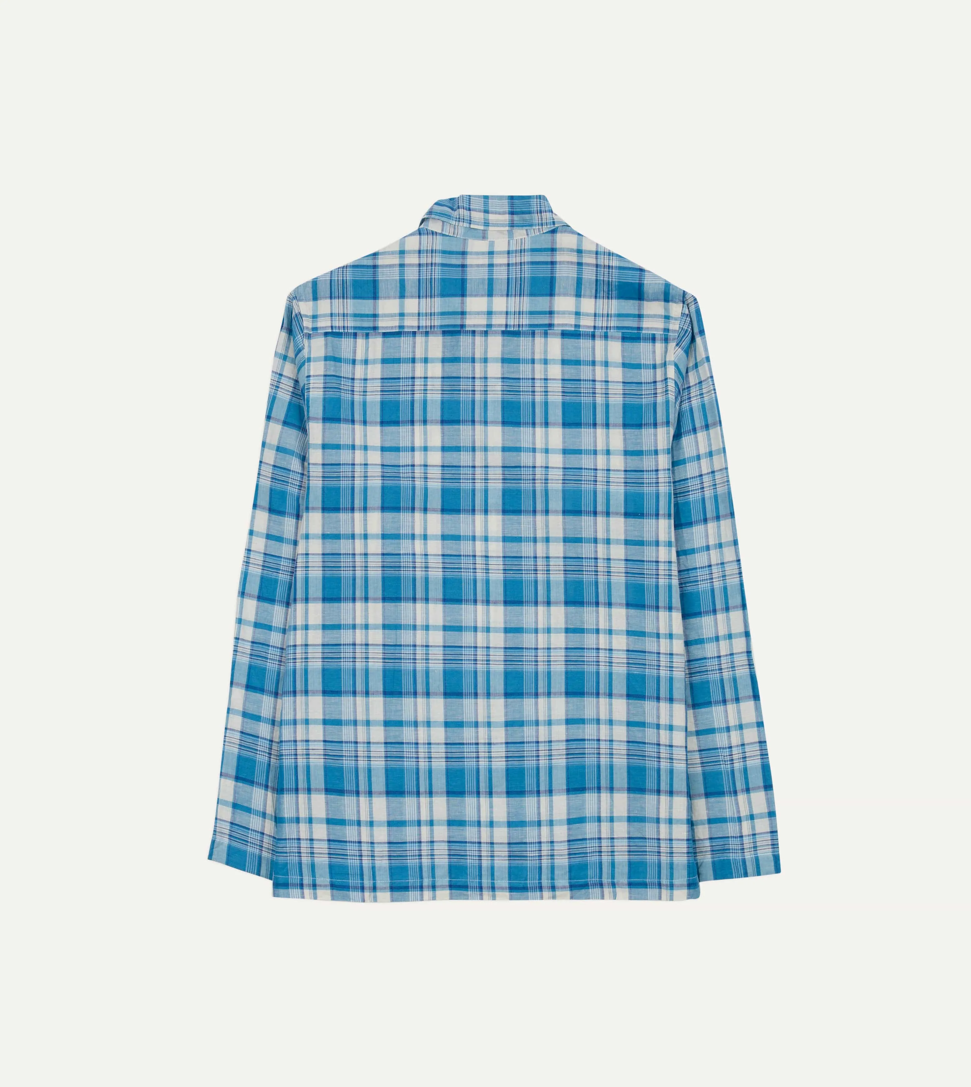 Blue Madras Check Linen Smock Shirt sold by Drake's London product image thumbnail 3