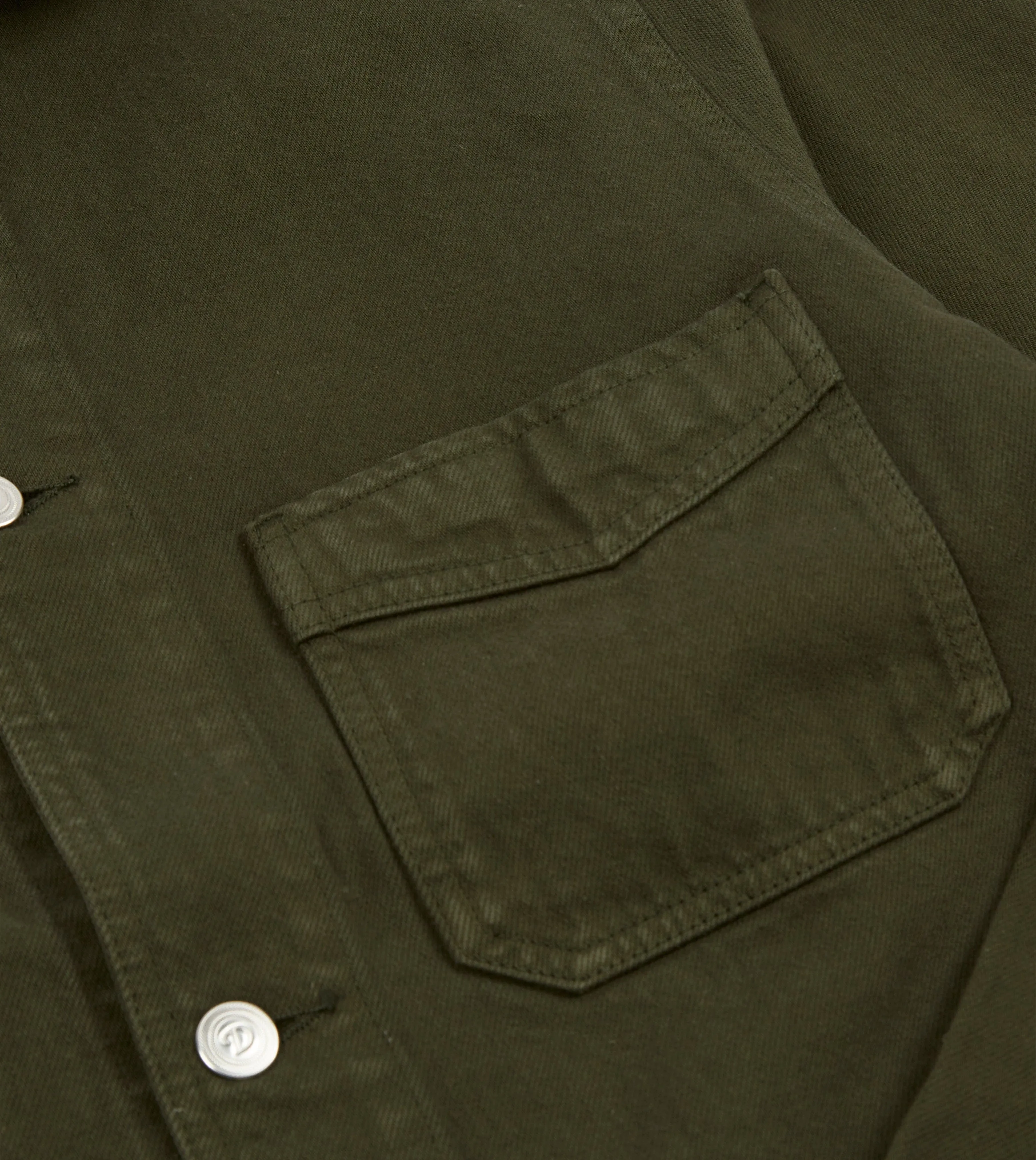 Green Heavy Twill Cotton Five-Pocket Chore Jacket sold by Drake's London product image thumbnail 5