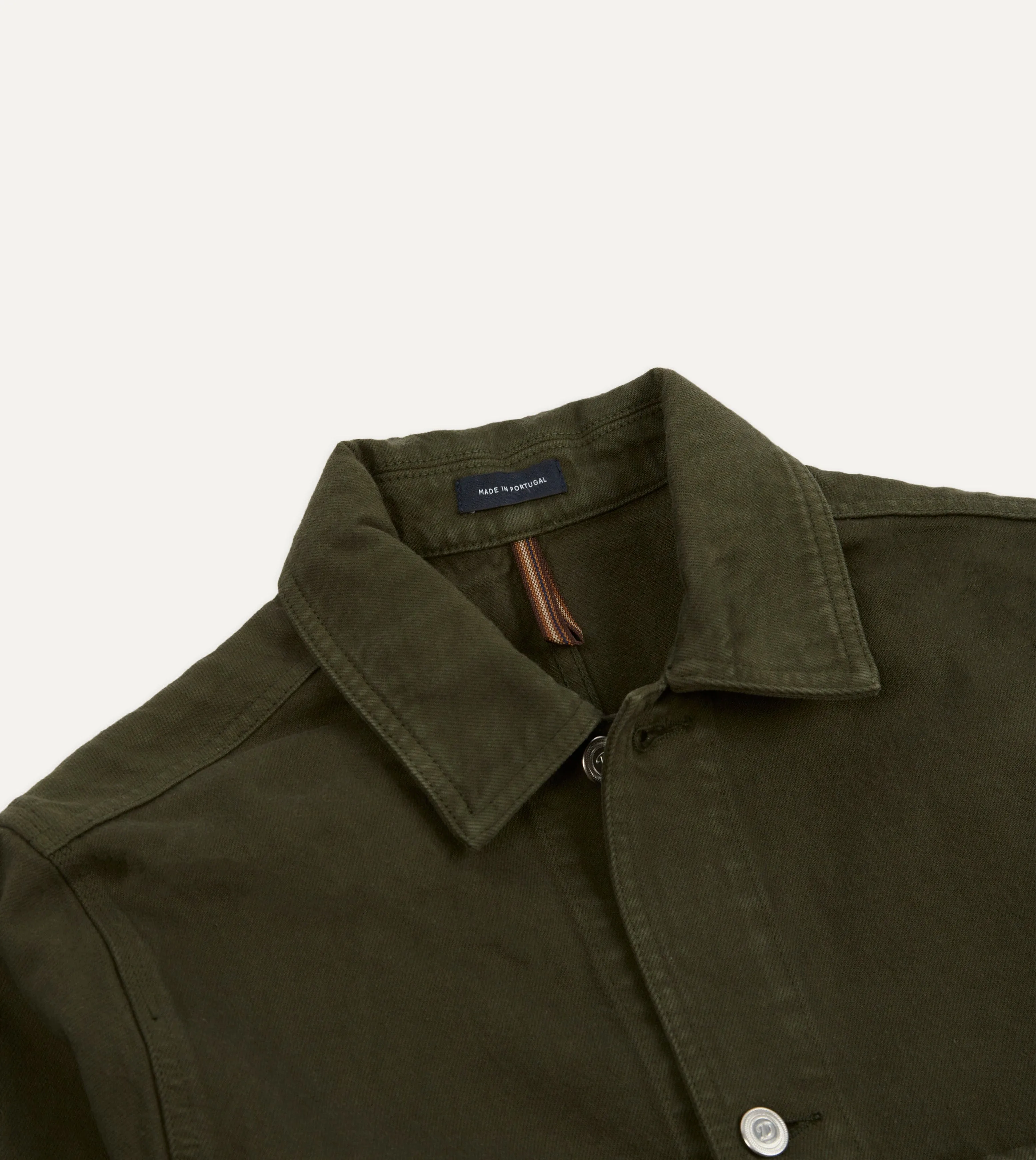 Green Heavy Twill Cotton Five-Pocket Chore Jacket sold by Drake's London product image thumbnail 3