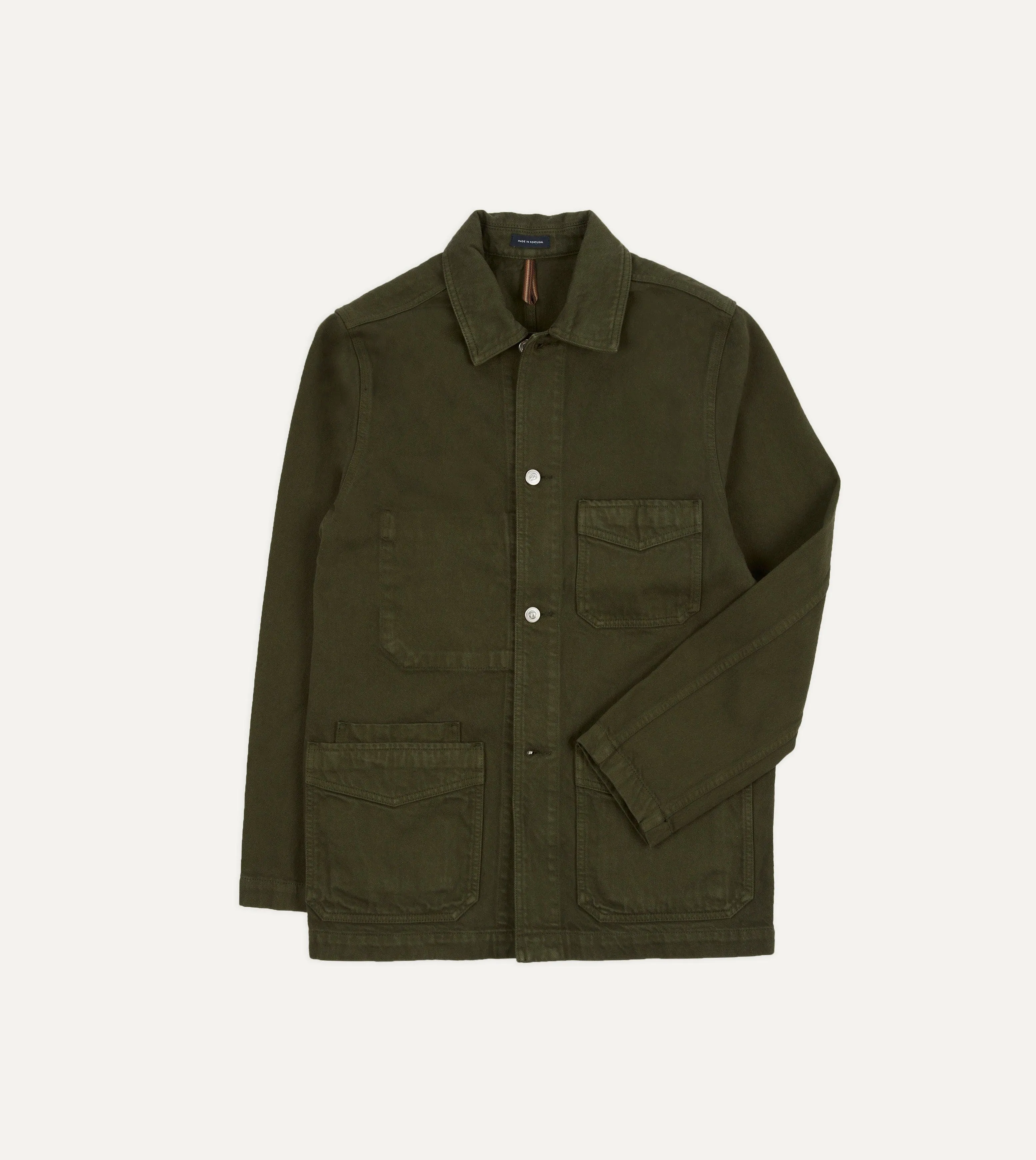 Green Heavy Twill Cotton Five-Pocket Chore Jacket sold by Drake's London