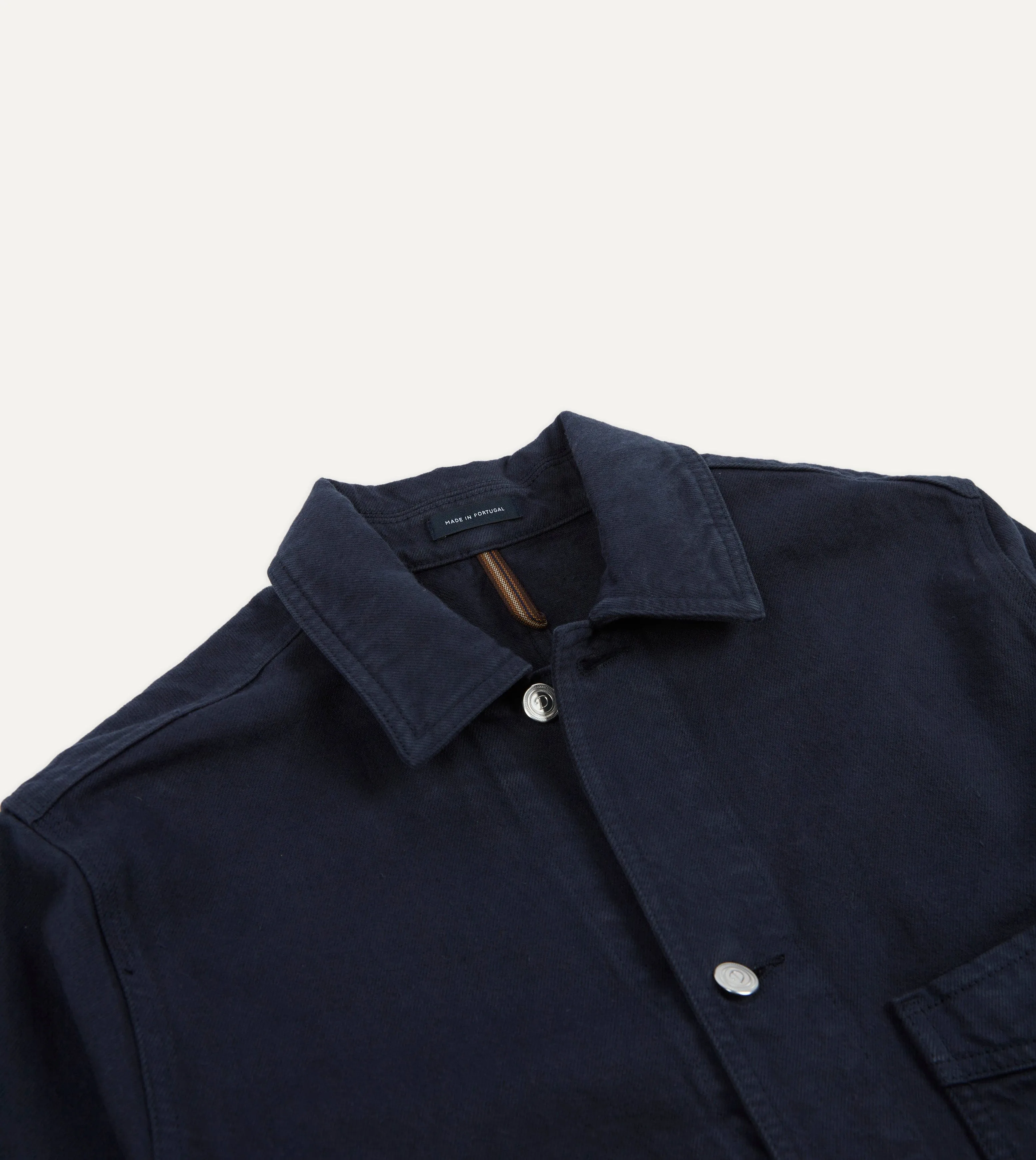 Navy Heavy Twill Cotton Five-Pocket Chore Jacket sold by Drake's London product image thumbnail 4