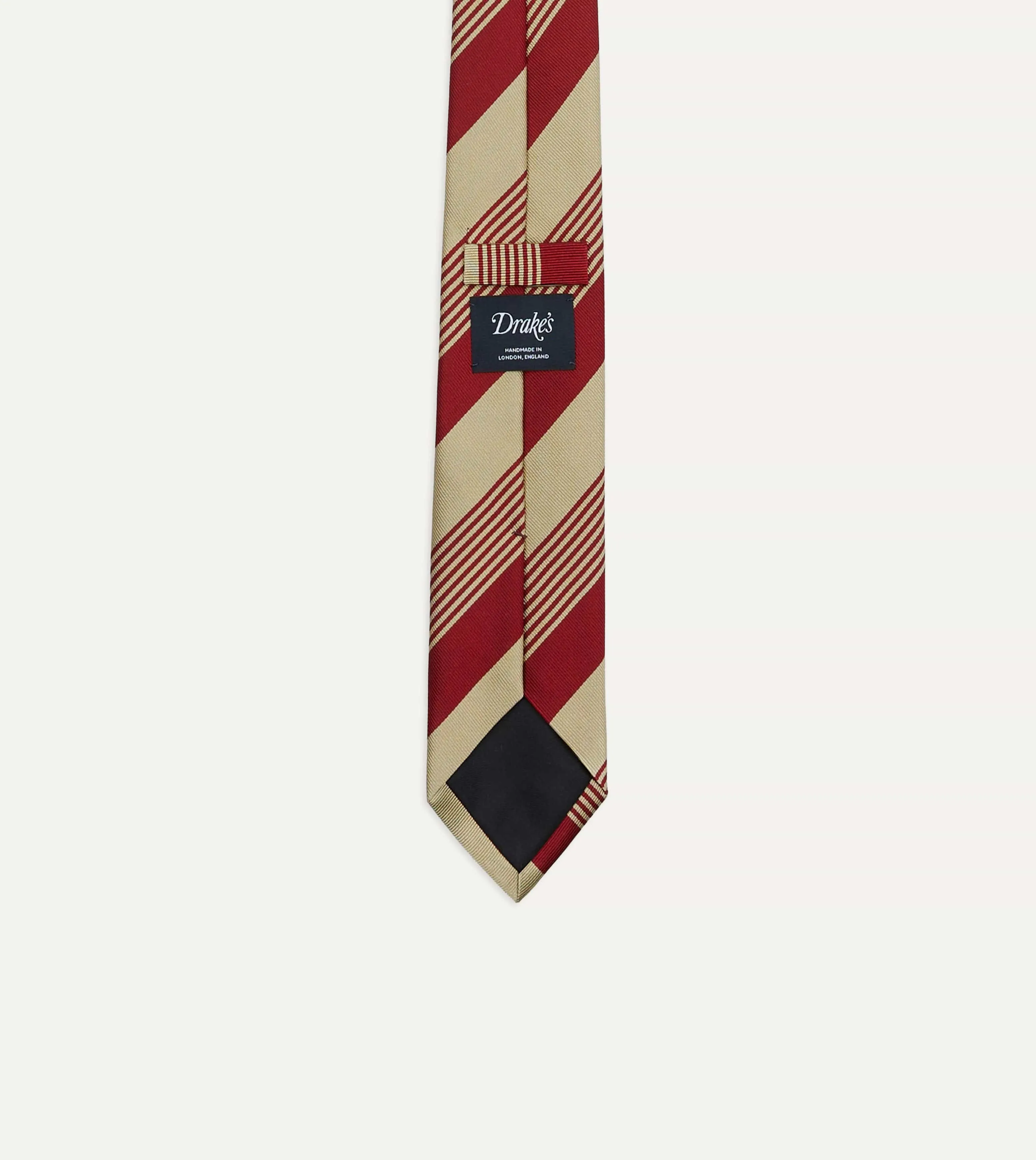 Red and Gold Multi Stripe Silk Tipped Tie sold by Drake's London product image thumbnail 3