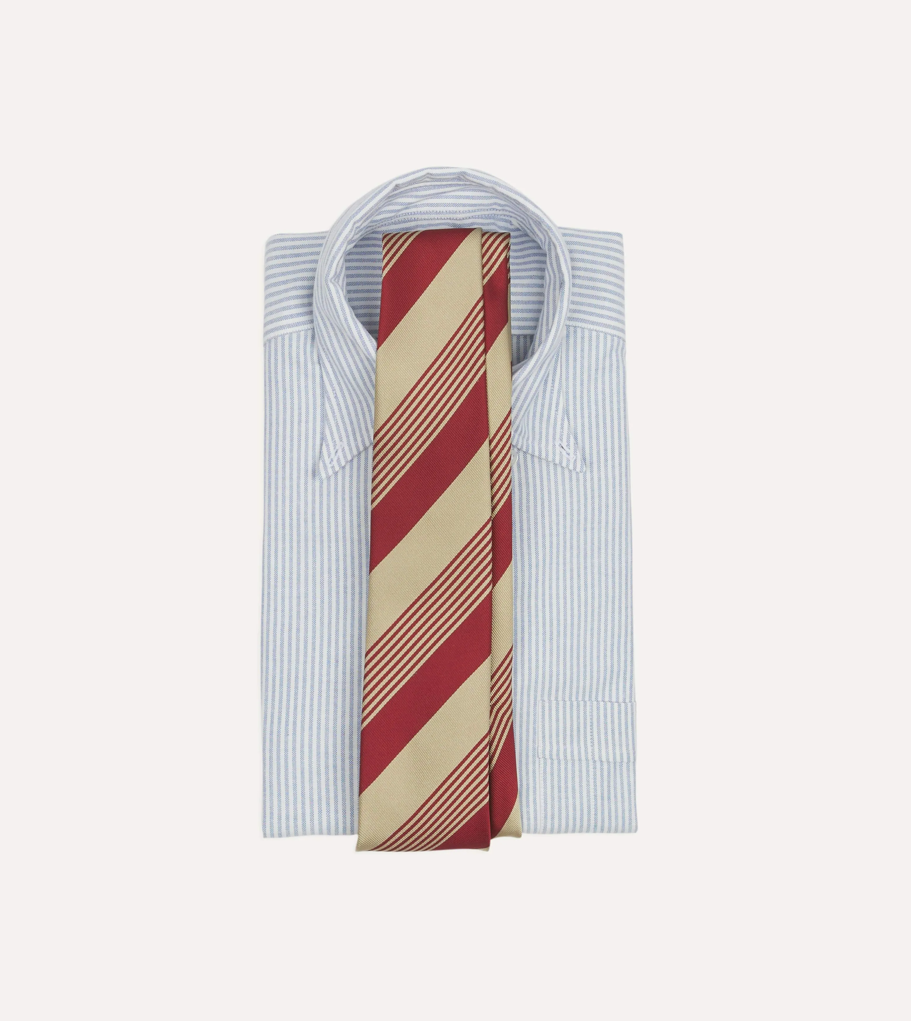 Red and Gold Multi Stripe Silk Tipped Tie sold by Drake's London product image thumbnail 2