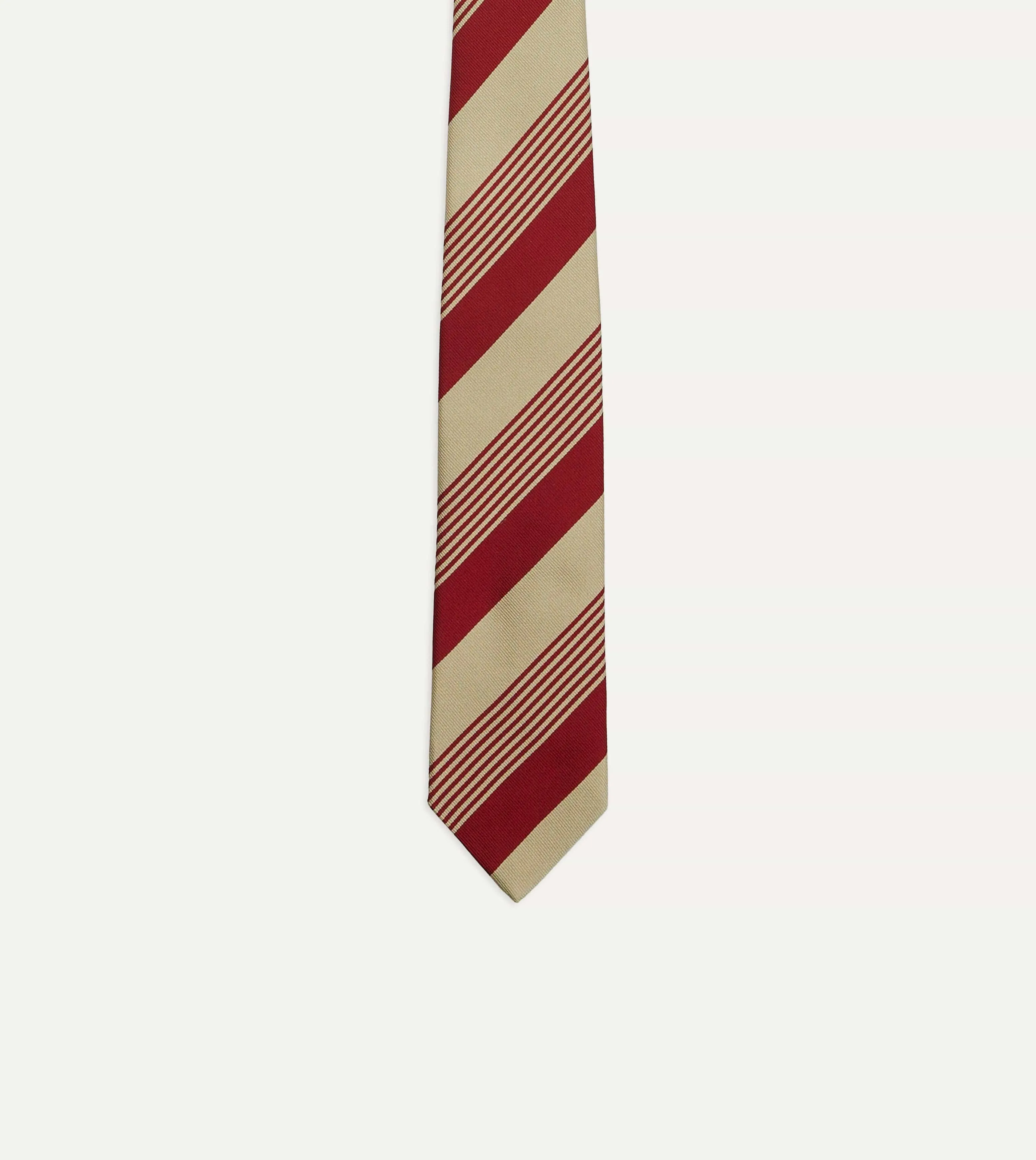 Red and Gold Multi Stripe Silk Tipped Tie sold by Drake's London product image thumbnail 4