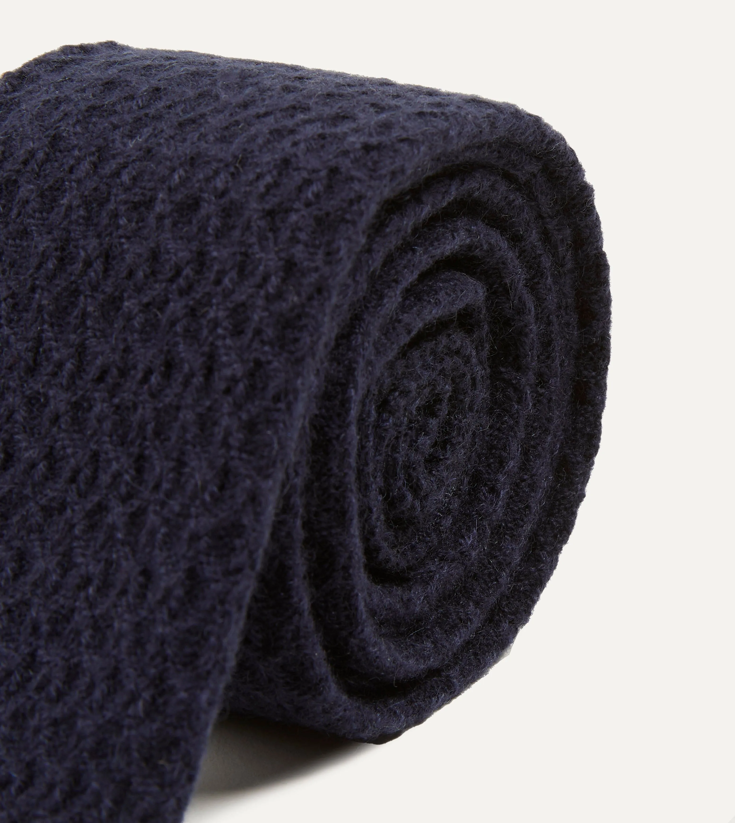 Navy Knitted Cashmere Wool Solid Colour Tie sold by Drake's London product image thumbnail 3