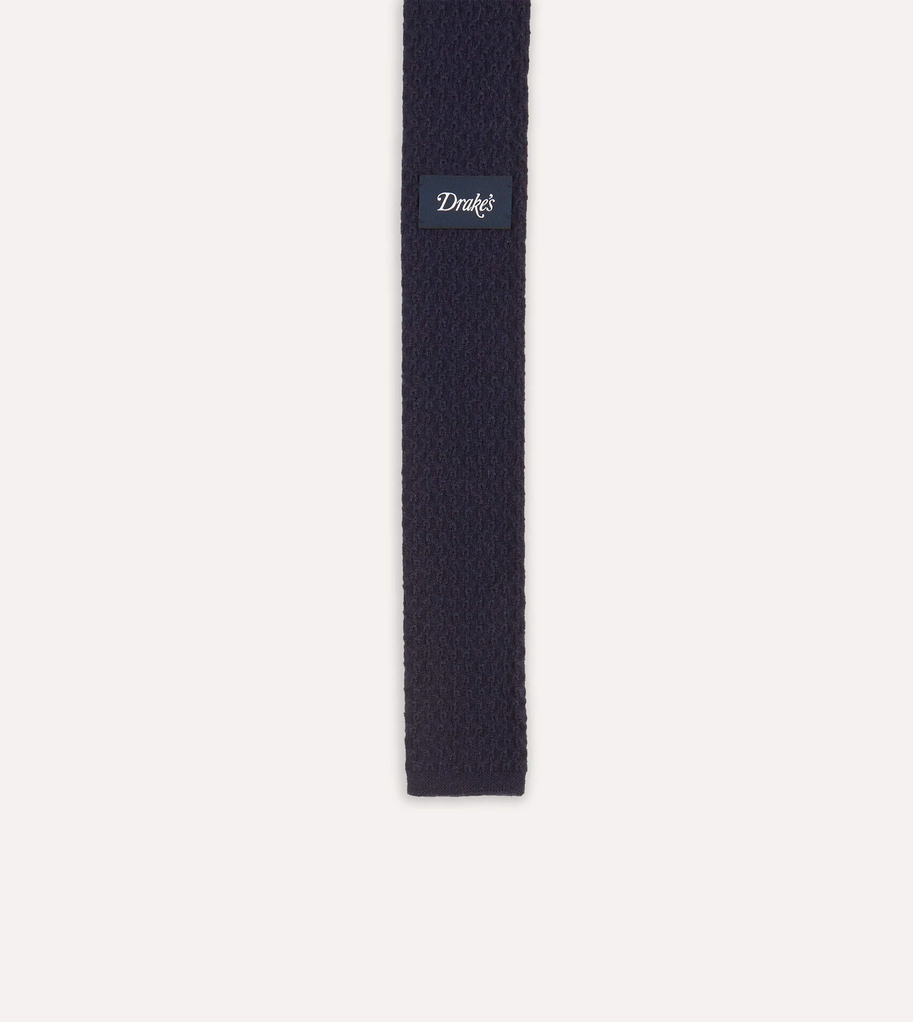 Navy Knitted Cashmere Wool Solid Colour Tie sold by Drake's London product image thumbnail 5