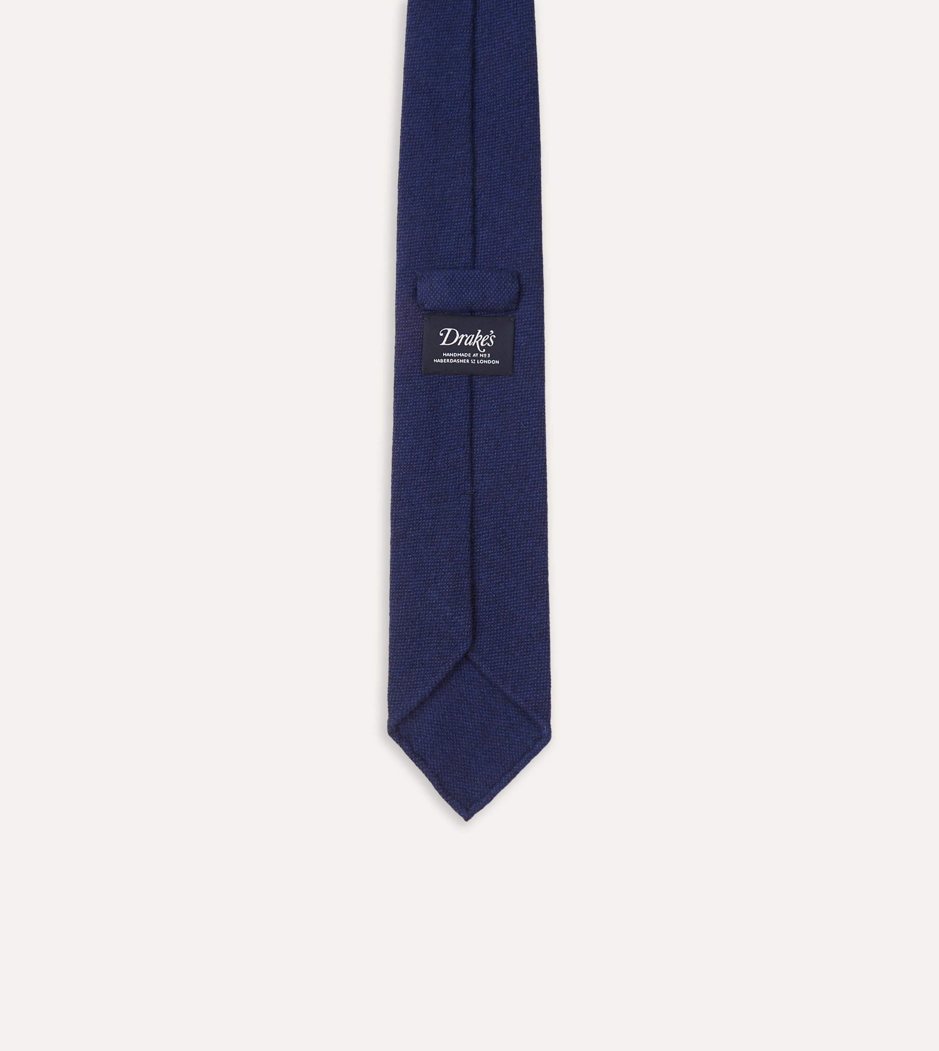 Light Navy Pure Cashmere Solid Hand Rolled Tie sold by Drake's London product image thumbnail 5