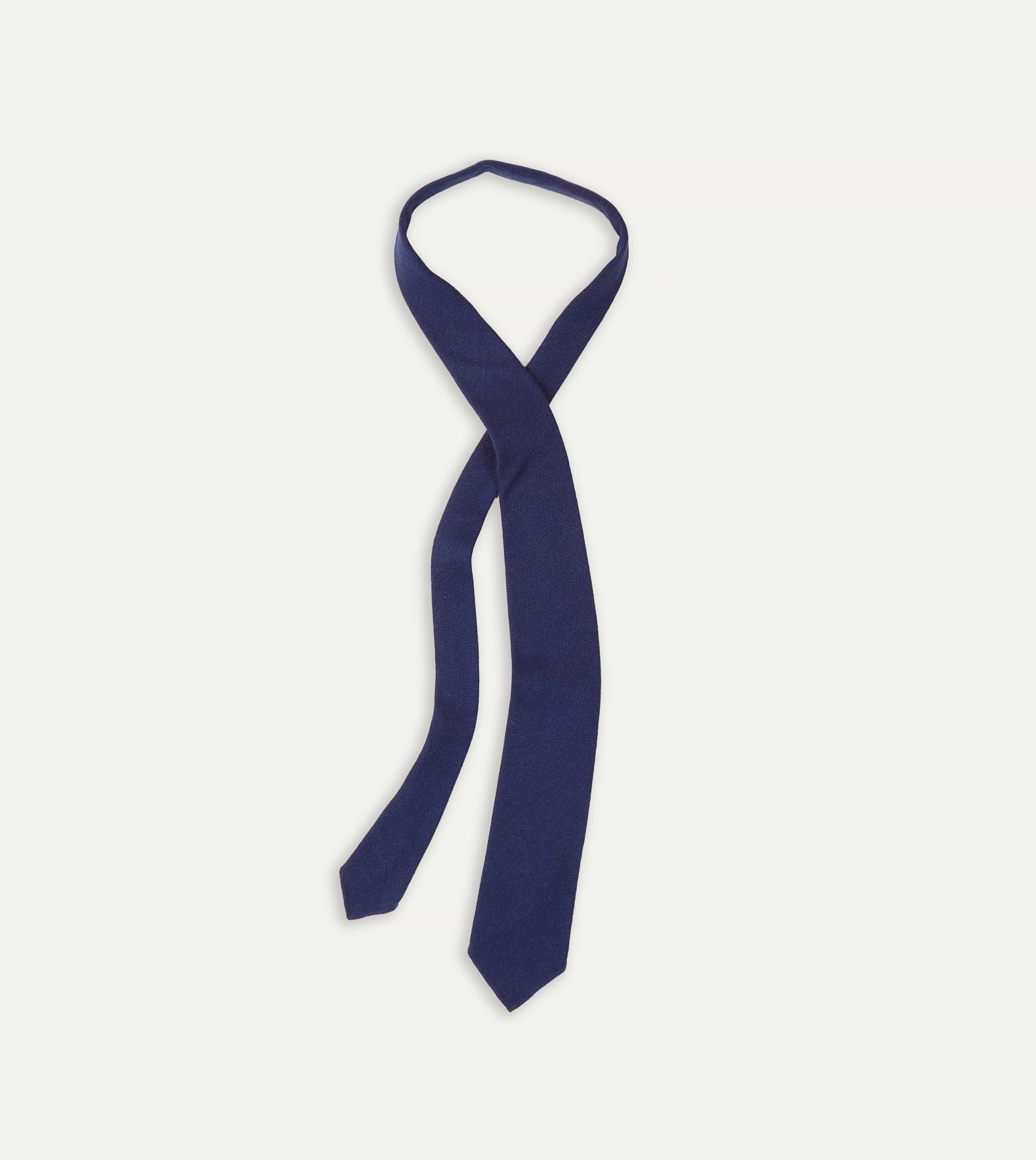 Light Navy Pure Cashmere Solid Hand Rolled Tie sold by Drake's London product image thumbnail 4