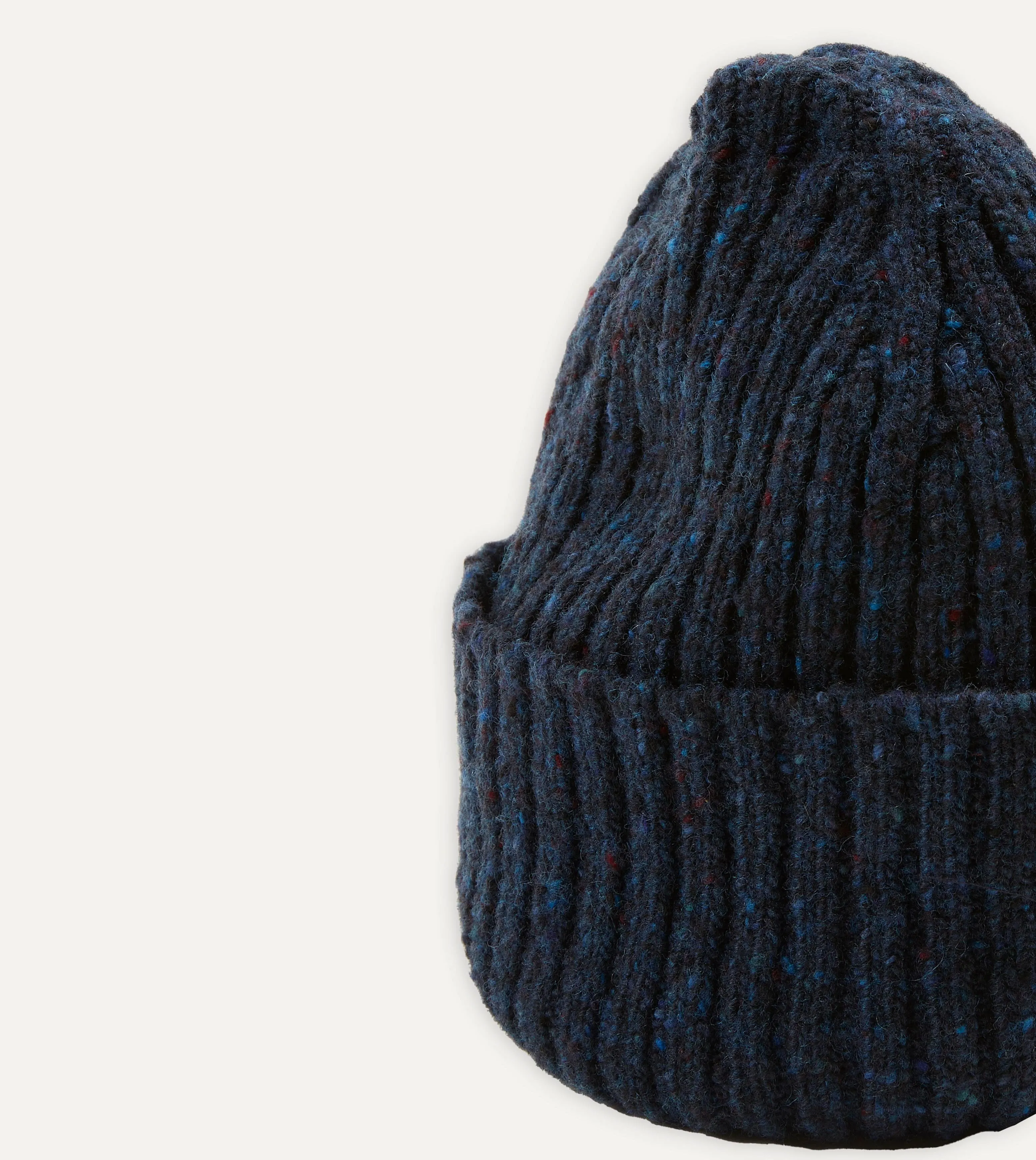 Navy Ribbed Merino Donegal Knit Cap sold by Drake's London product image thumbnail 4
