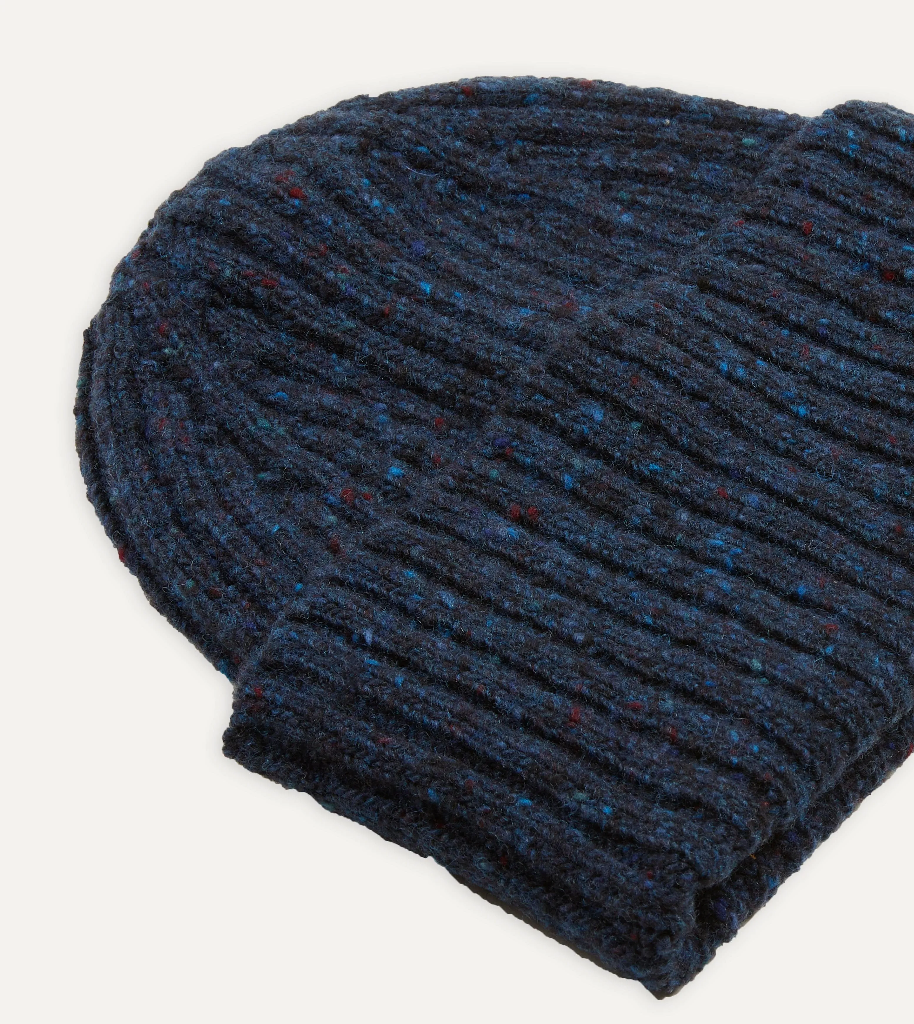 Navy Ribbed Merino Donegal Knit Cap sold by Drake's London product image thumbnail 3