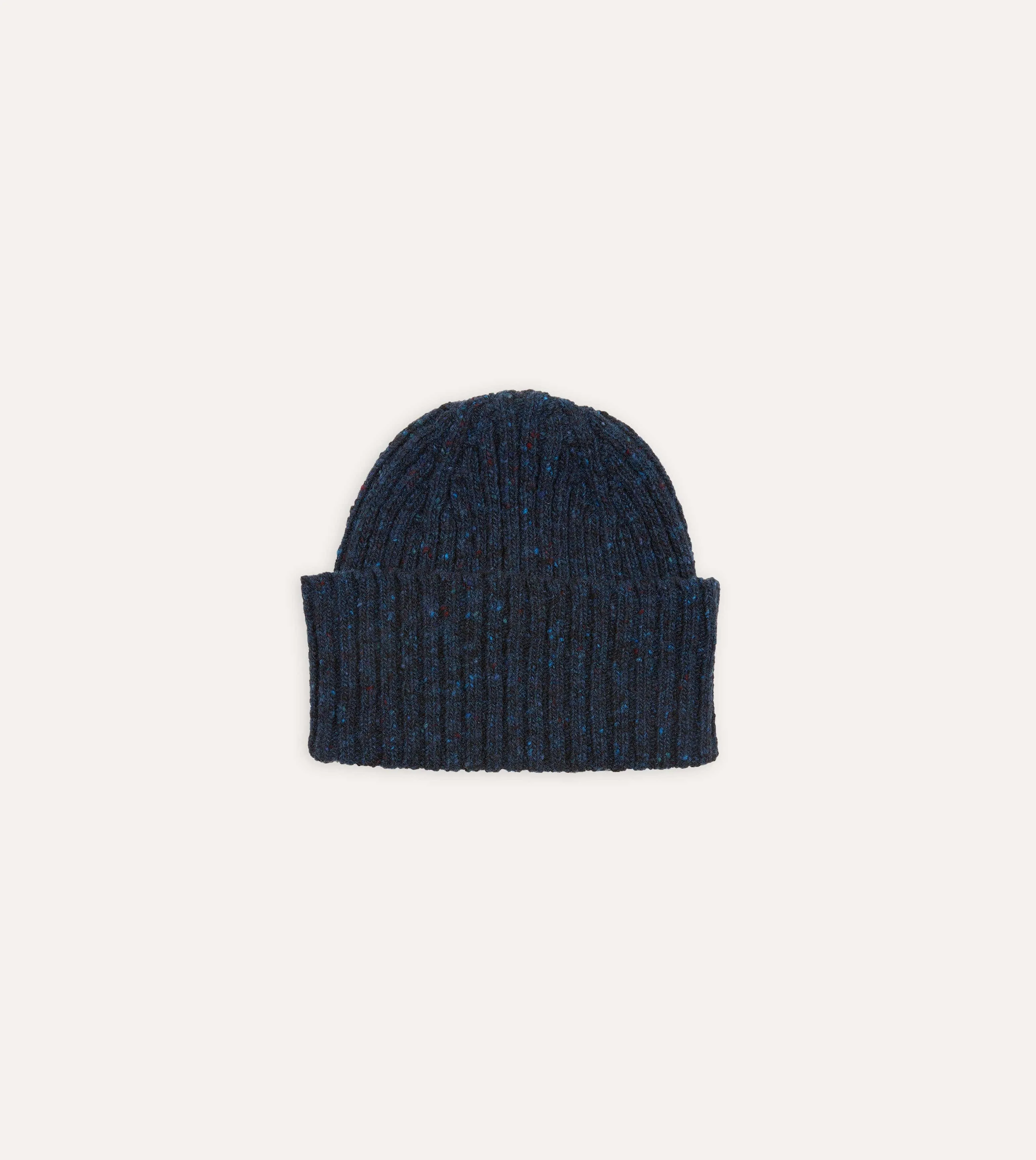 Navy Ribbed Merino Donegal Knit Cap sold by Drake's London