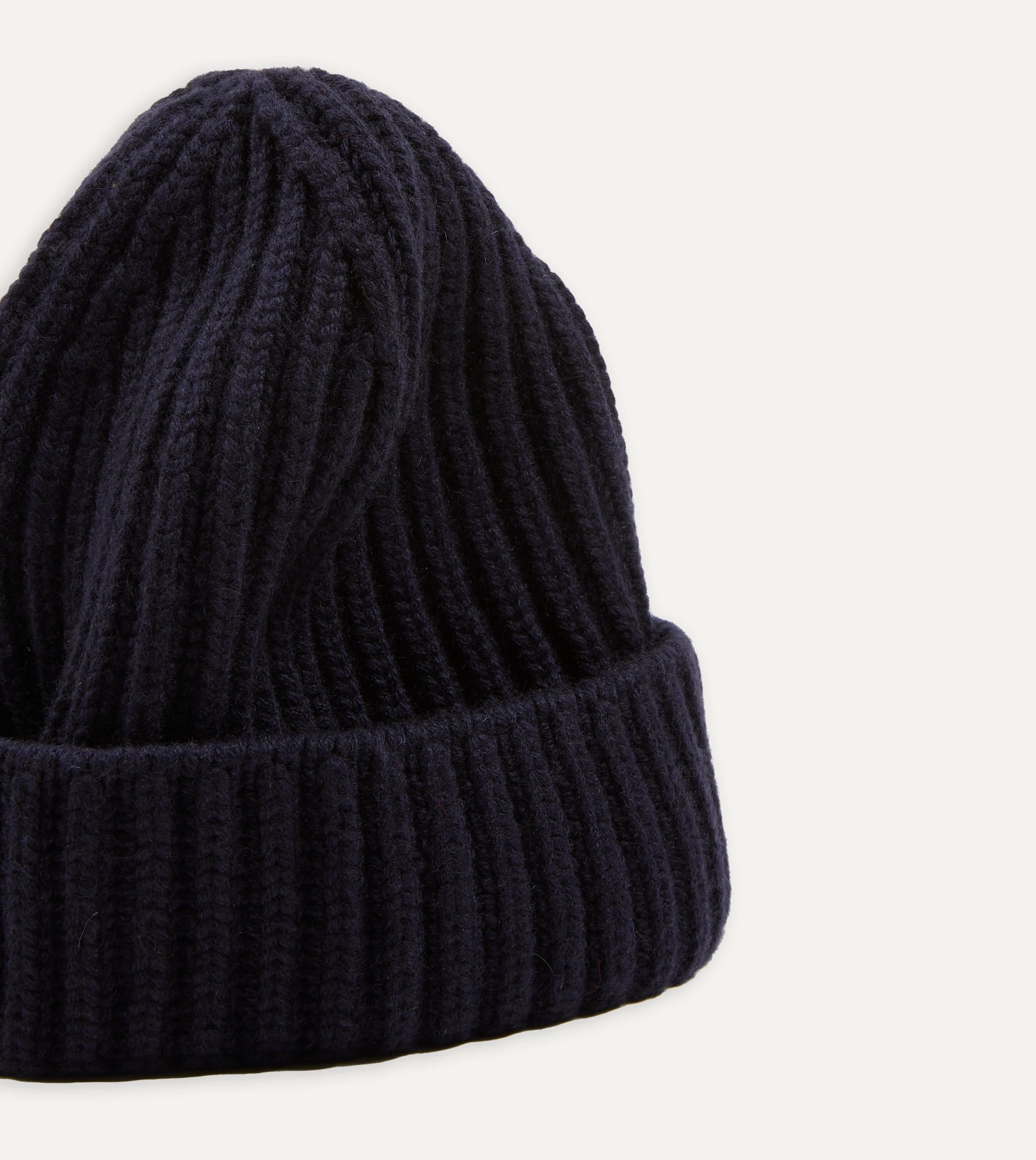 Navy Cashmere Ribbed Knit Beanie sold by Drake's London product image thumbnail 3