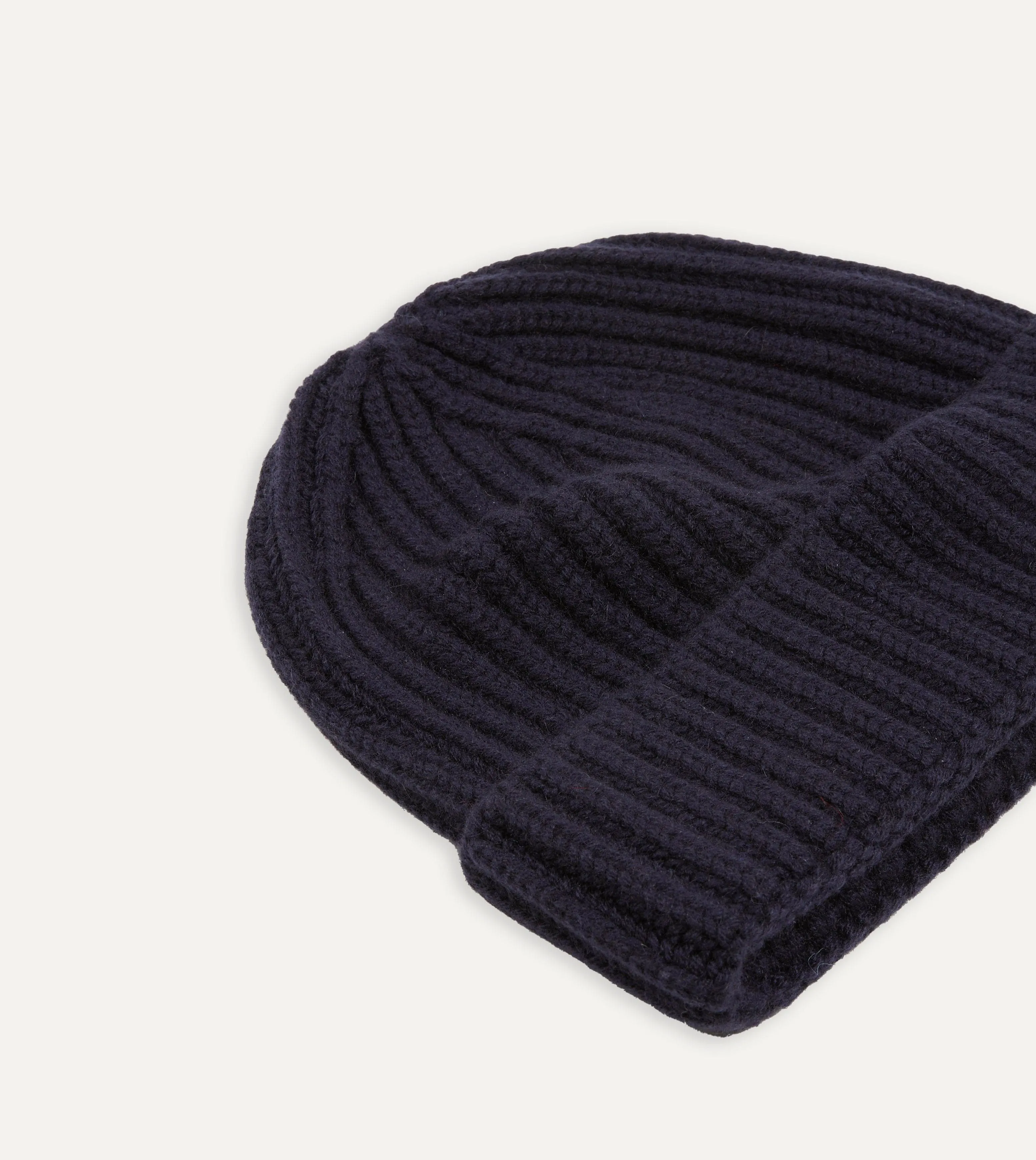 Navy Cashmere Ribbed Knit Beanie sold by Drake's London product image thumbnail 4