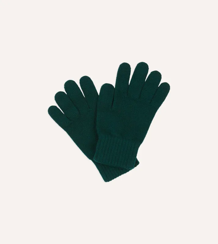 Forest Green Cashmere Knitted Gloves sold by Drake's London
