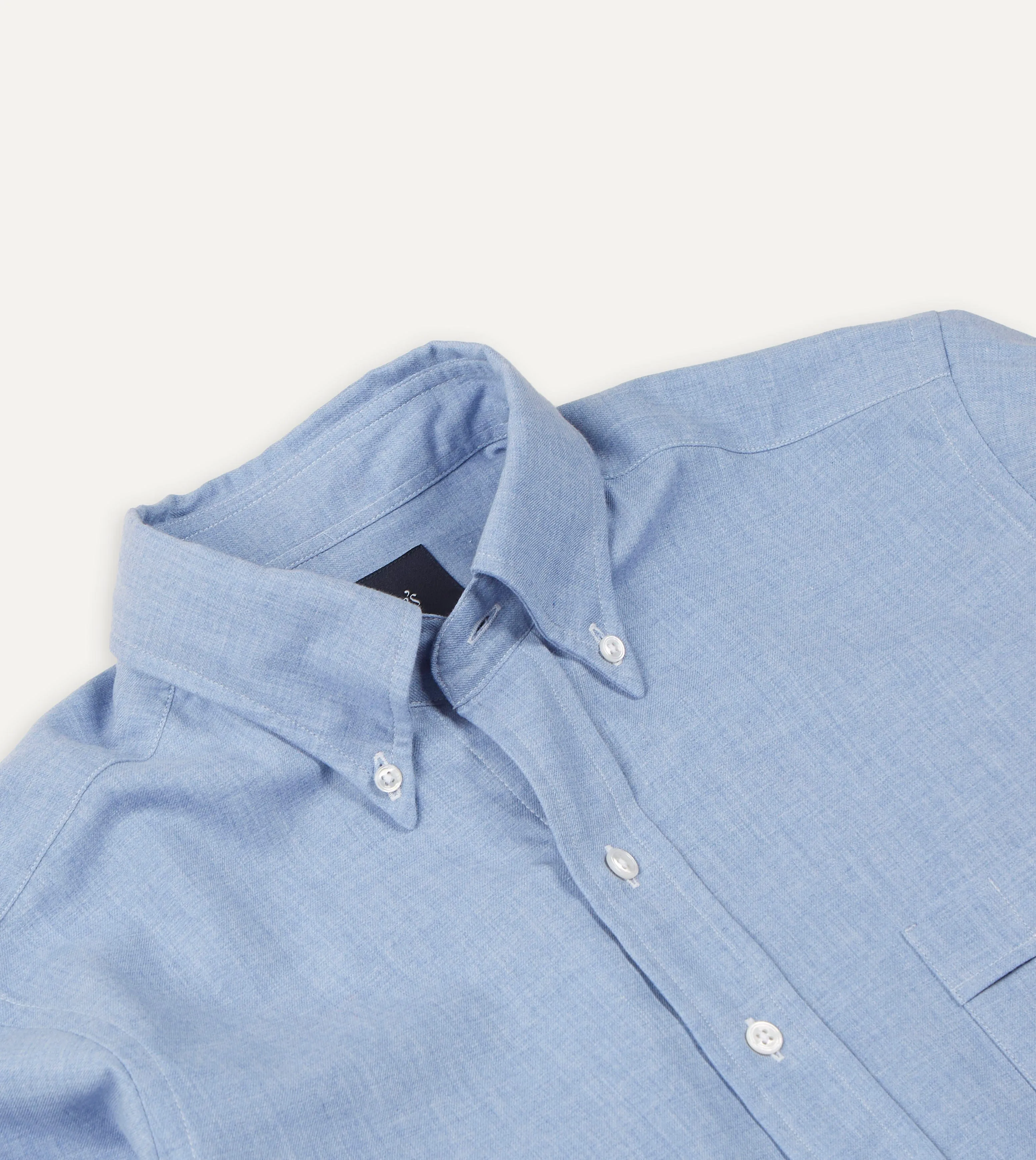 Light Blue Brushed Cotton Button-Down Shirt sold by Drake's London product image thumbnail 4