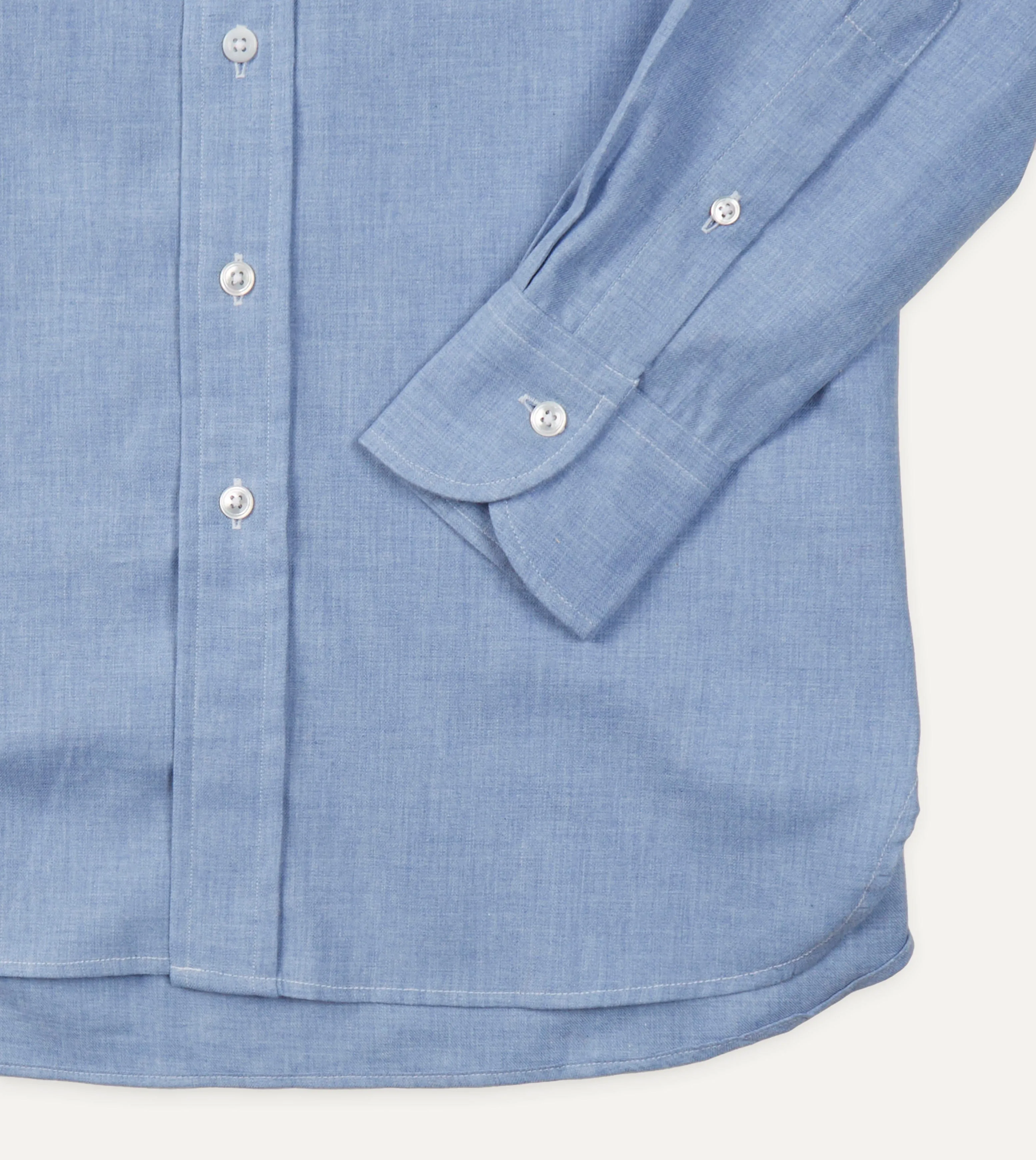 Light Blue Brushed Cotton Button-Down Shirt sold by Drake's London product image thumbnail 5