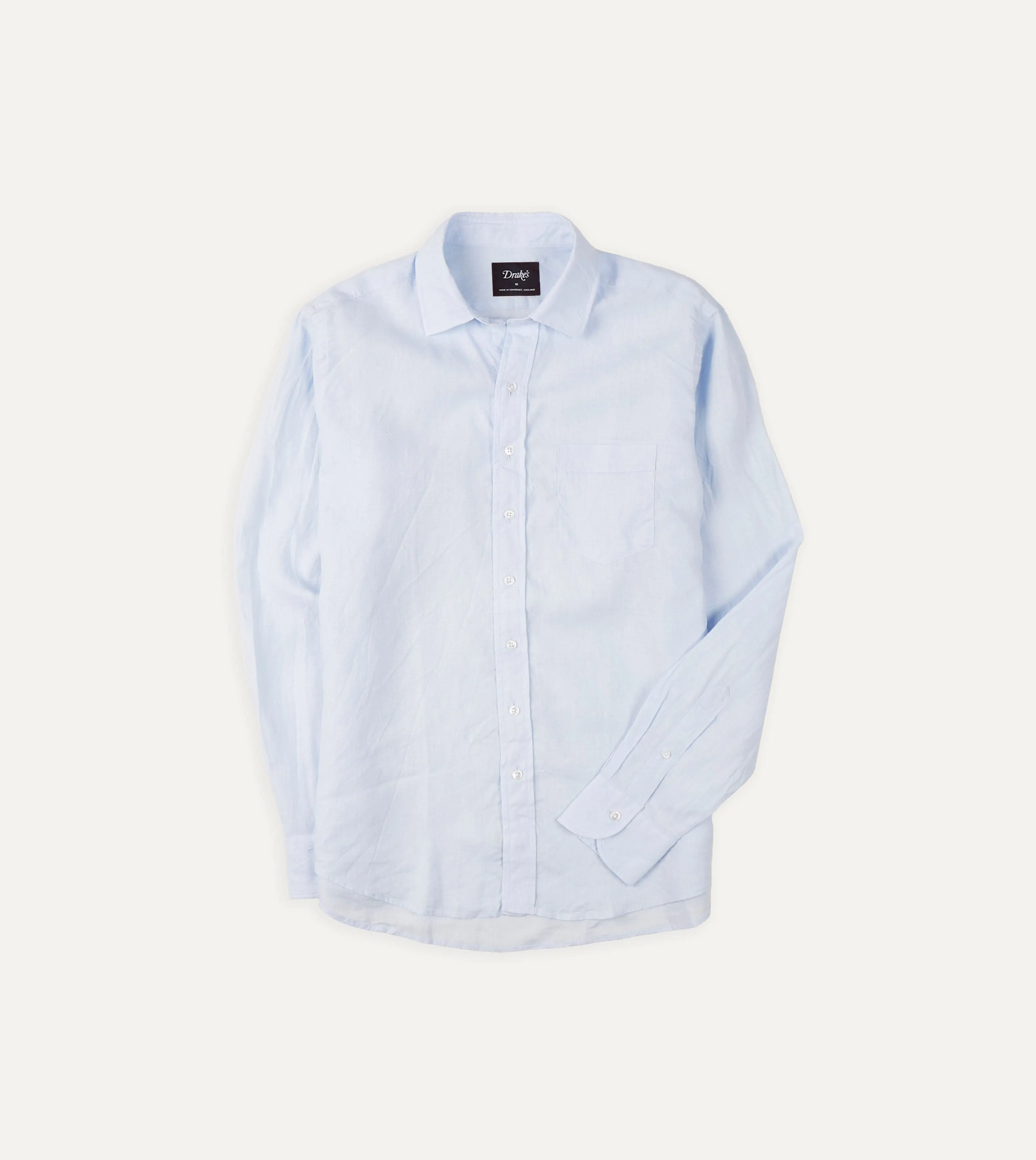 Light Blue Linen Spread Collar Shirt sold by Drake's London