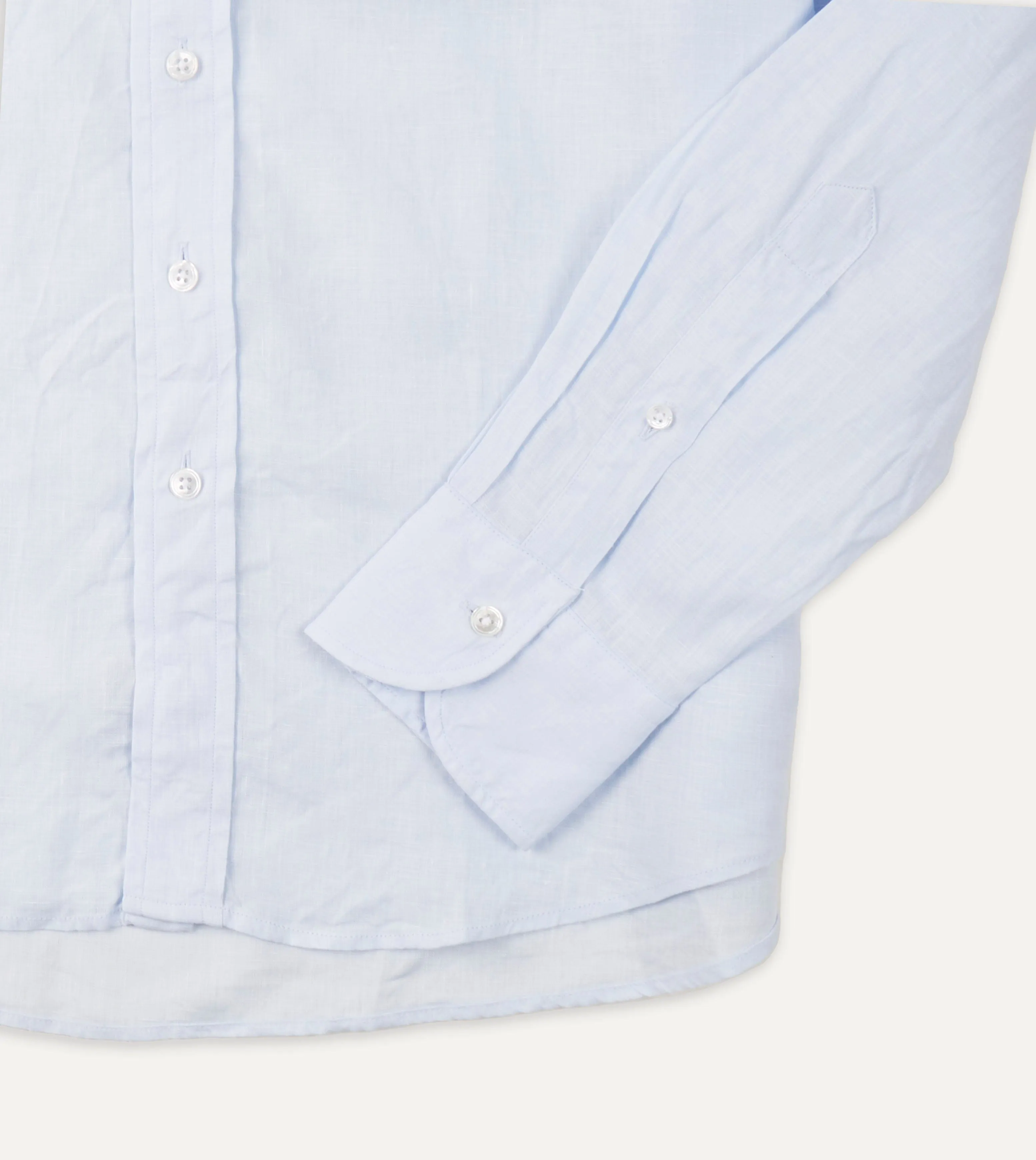 Light Blue Linen Spread Collar Shirt sold by Drake's London product image thumbnail 5