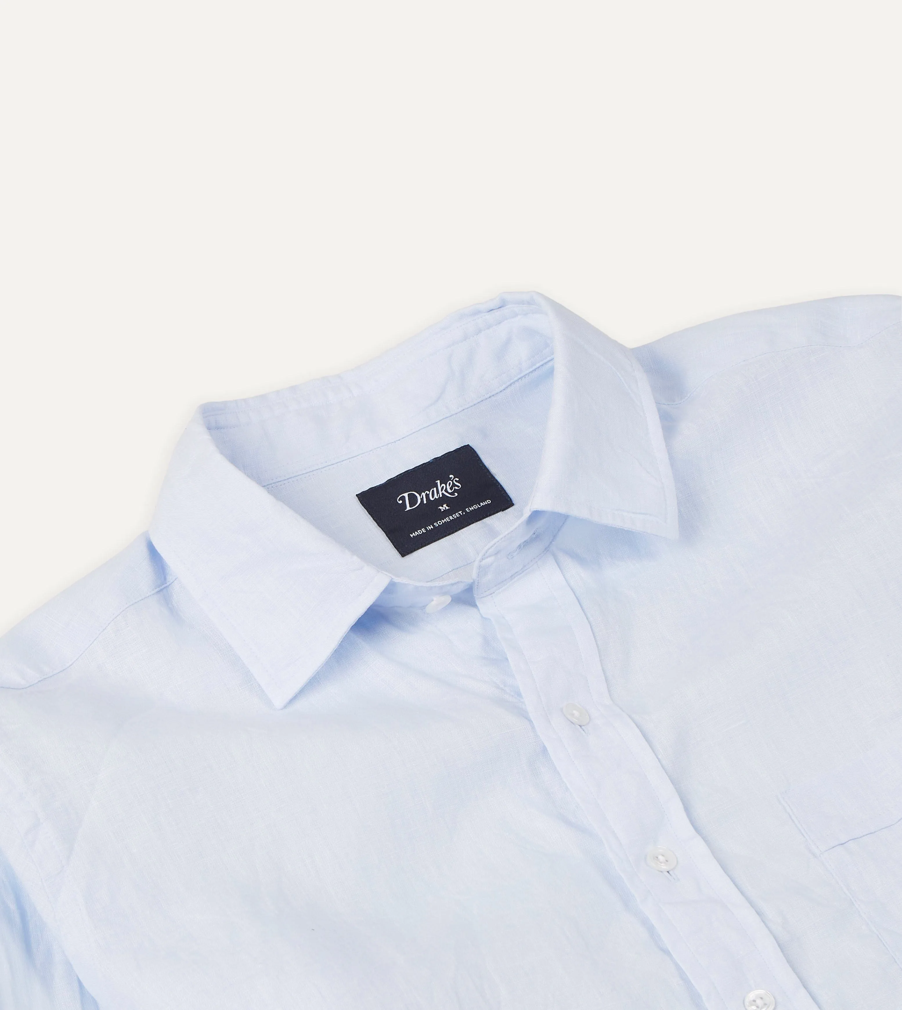Light Blue Linen Spread Collar Shirt sold by Drake's London product image thumbnail 4