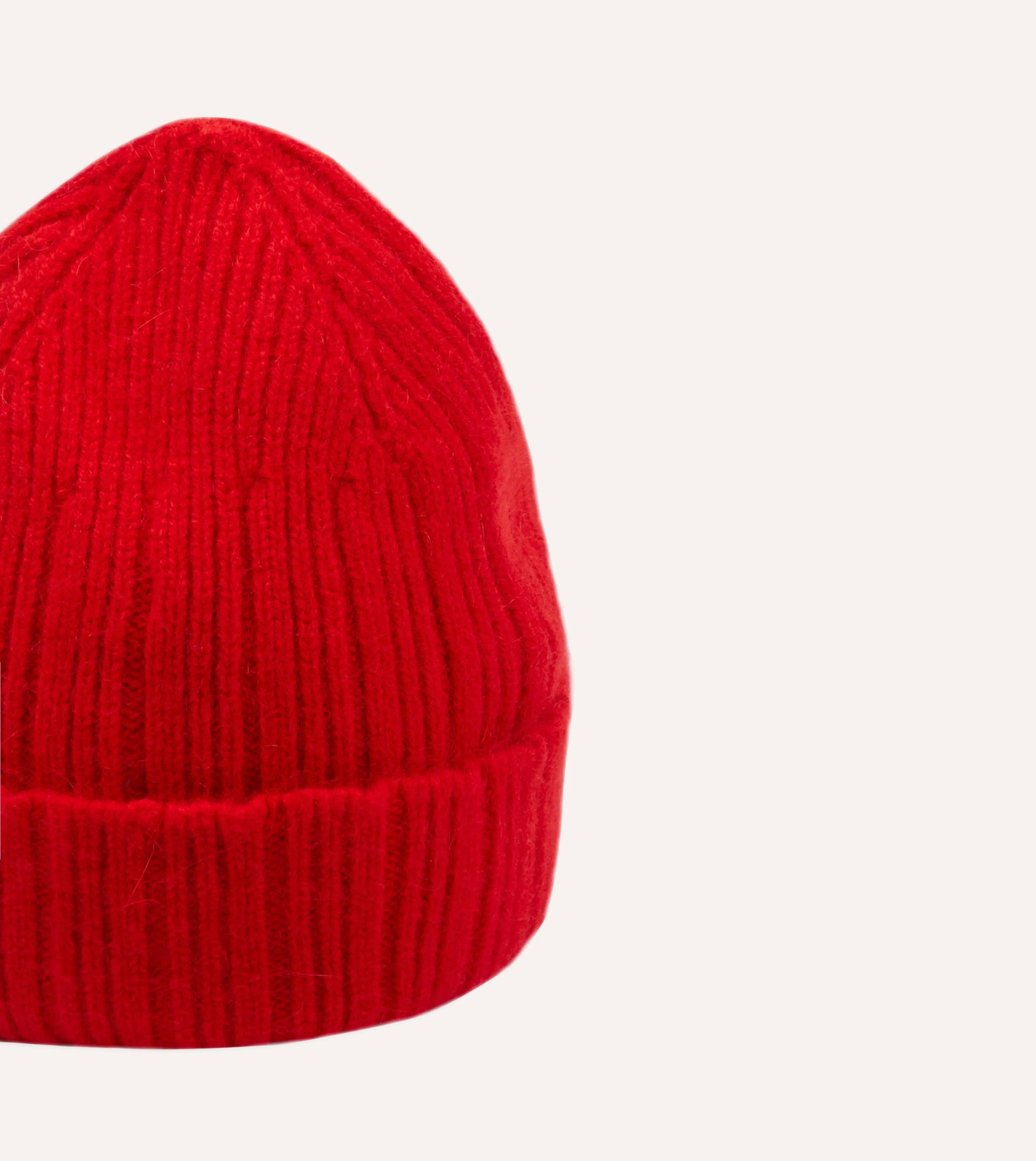 Red Angora Lambswool Ribbed Knit Cap sold by Drake's London product image thumbnail 3