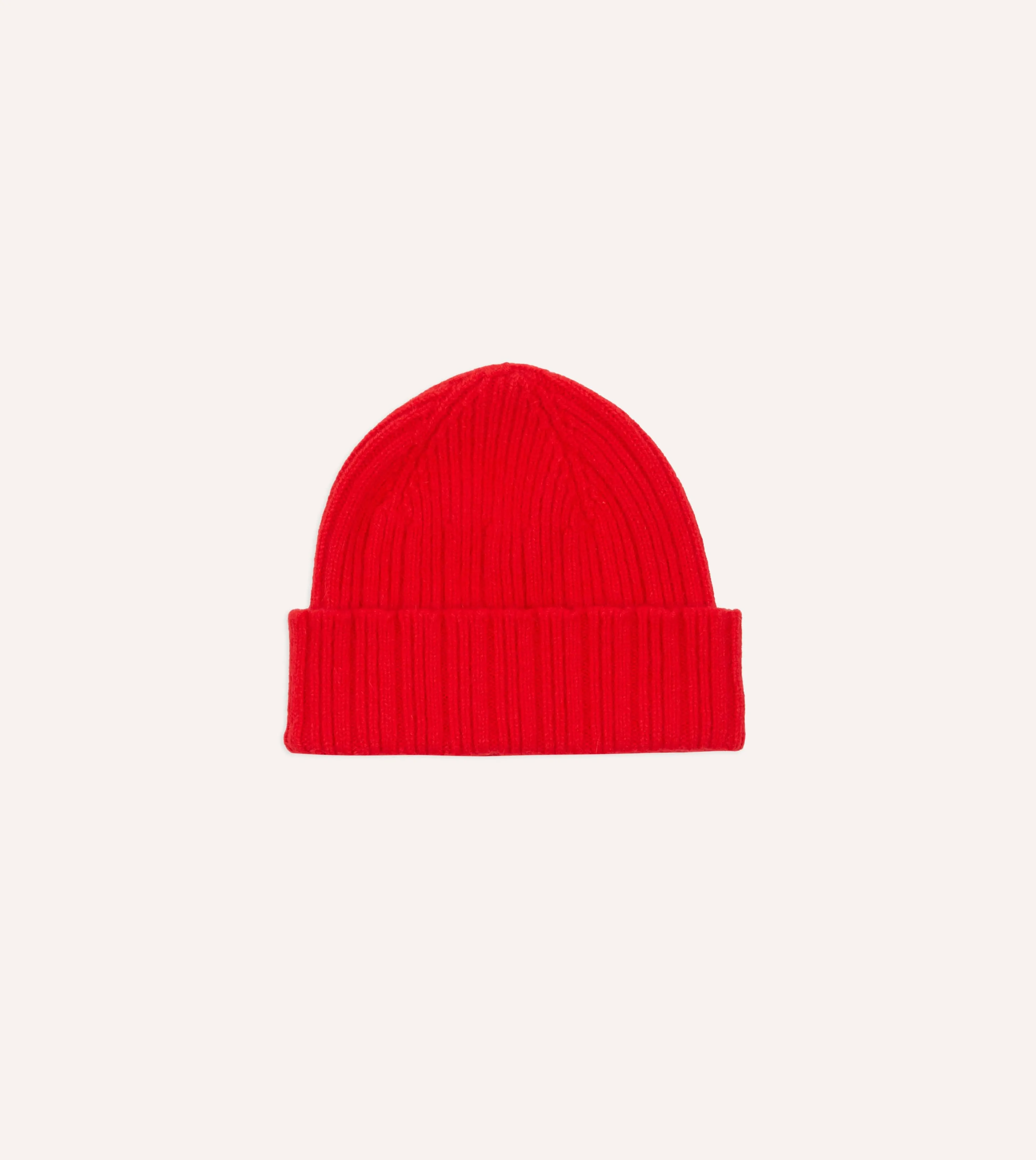 Red Angora Lambswool Ribbed Knit Cap sold by Drake's London