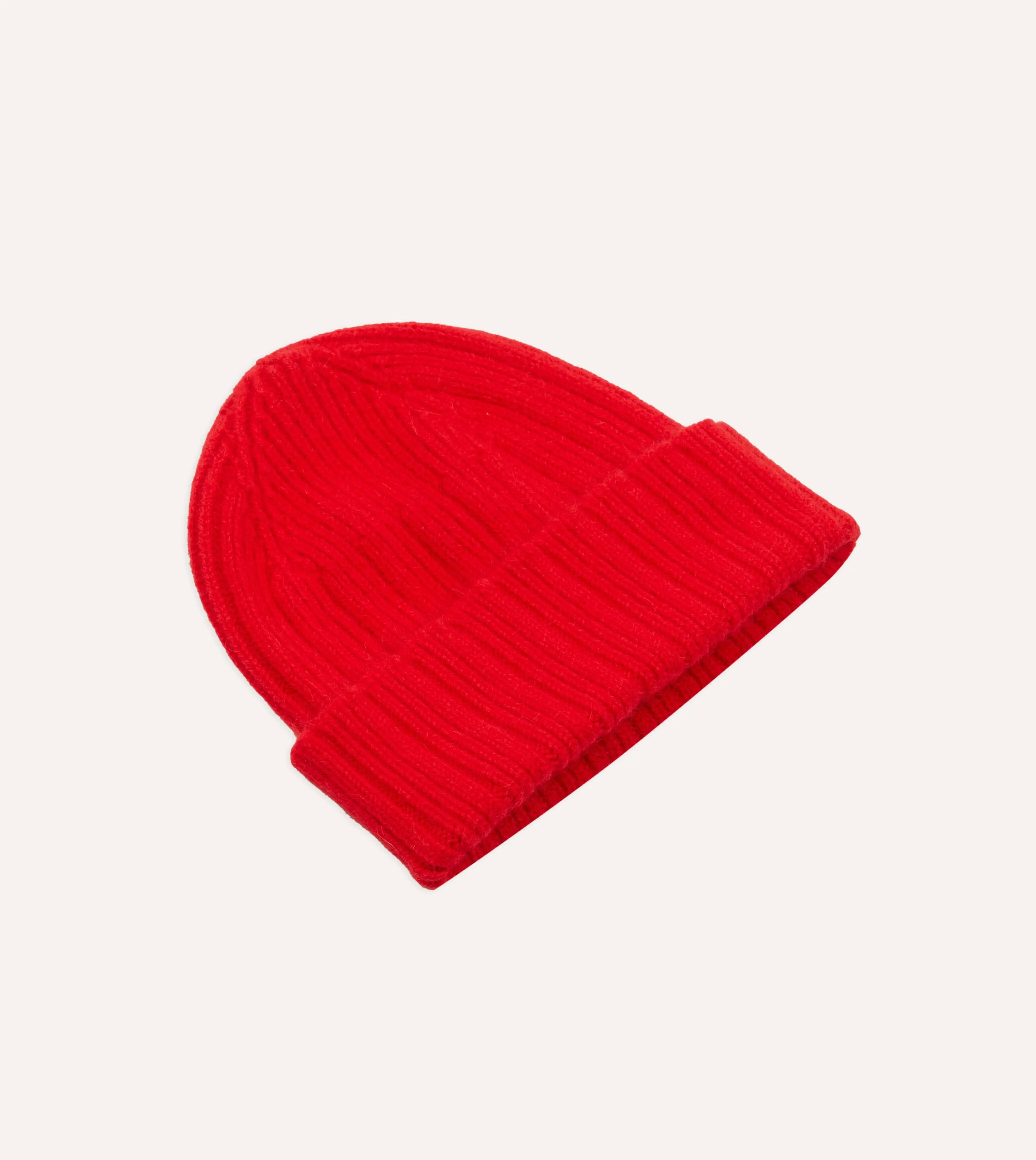 Red Angora Lambswool Ribbed Knit Cap sold by Drake's London product image thumbnail 4