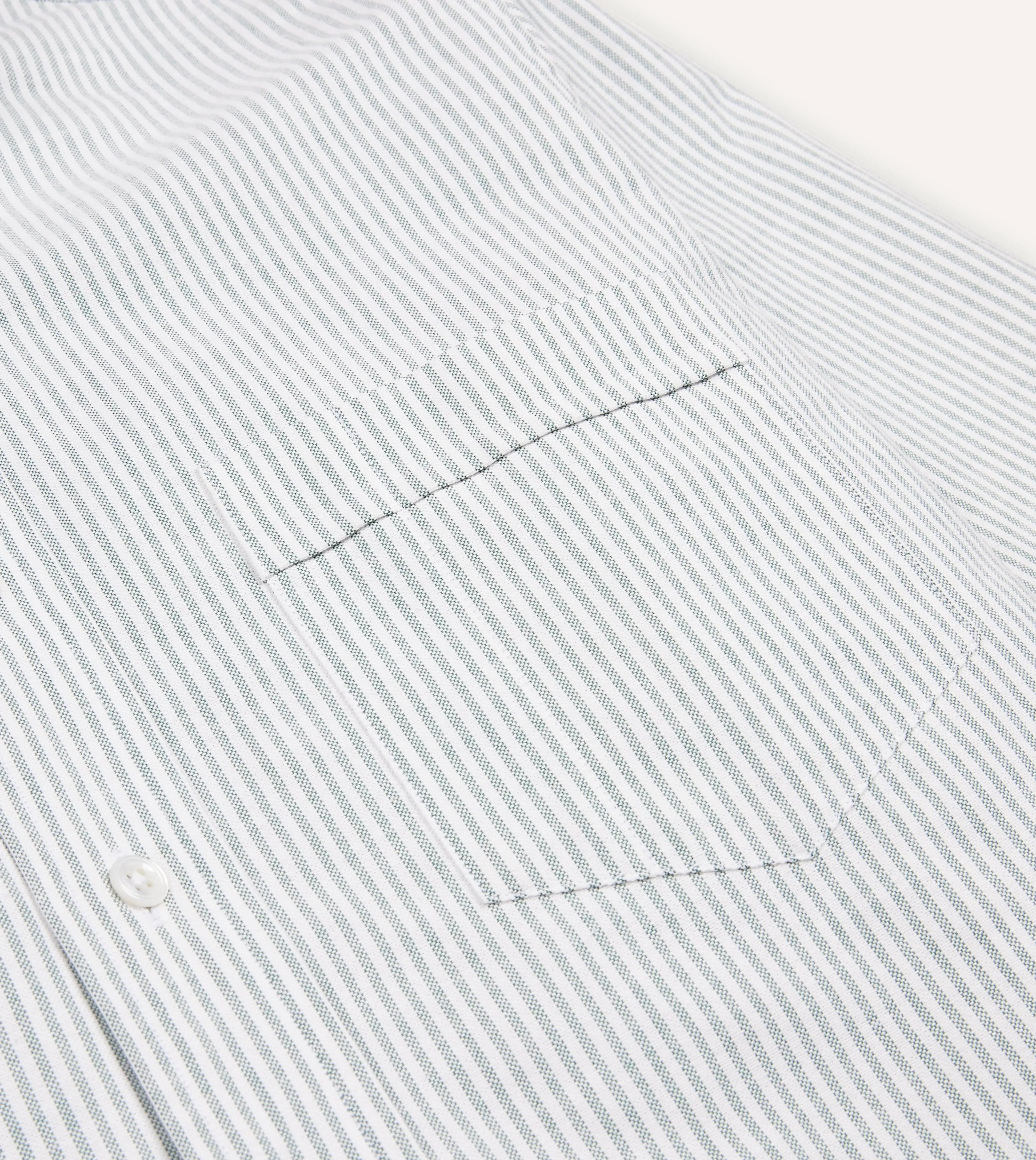 Light Green Ticking Stripe Cotton Oxford Cloth Button-Down Shirt sold by Drake's London product image thumbnail 4