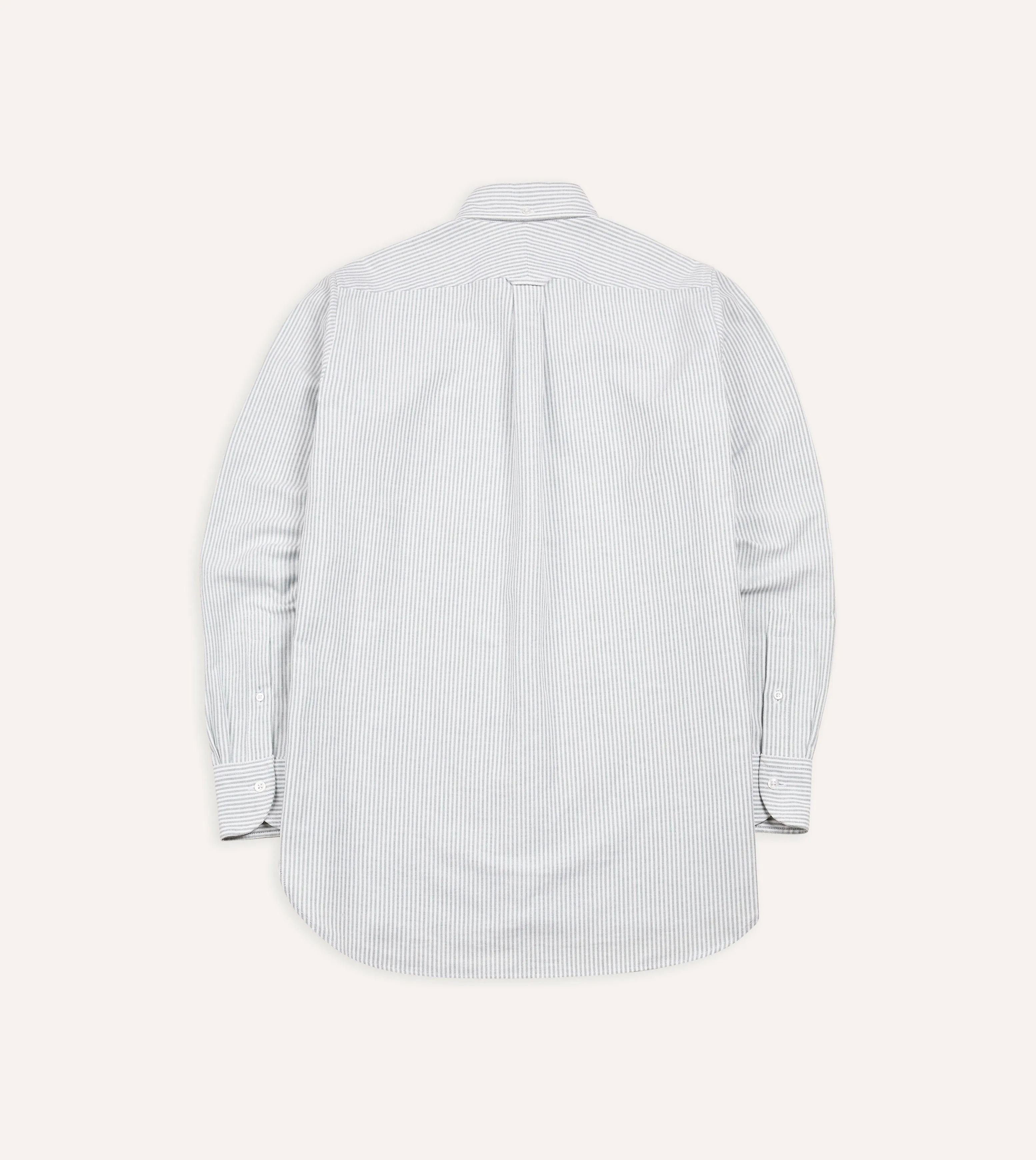 Light Green Ticking Stripe Cotton Oxford Cloth Button-Down Shirt sold by Drake's London product image thumbnail 5