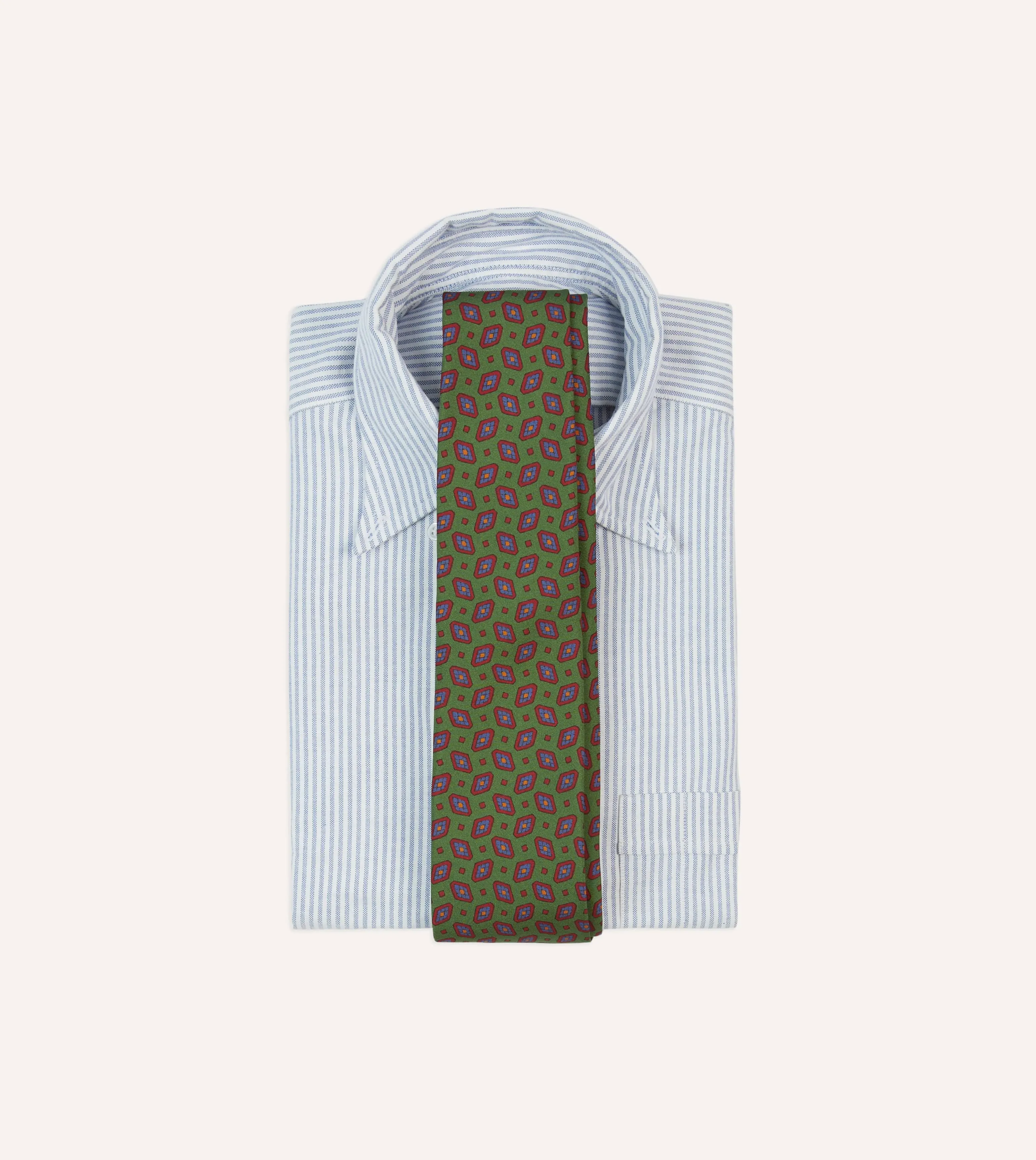 Green Medallion Print Madder Silk Self-Tipped Tie sold by Drake's London product image thumbnail 2