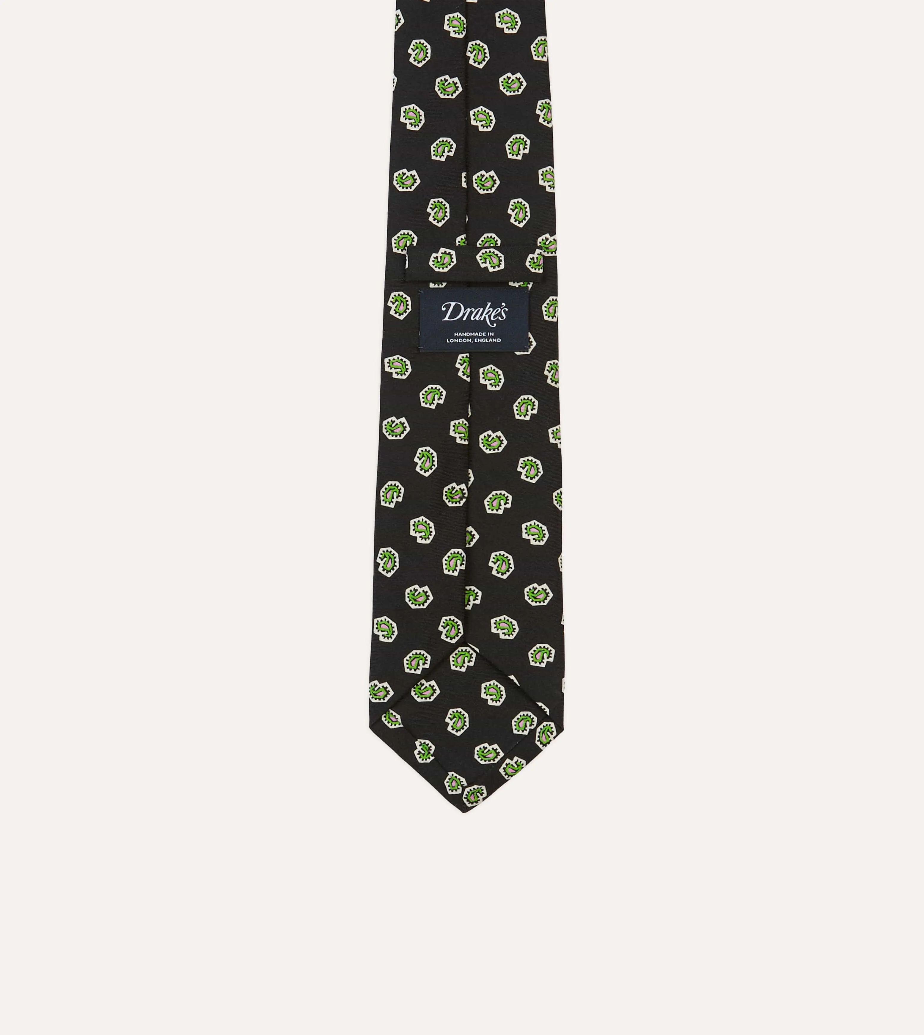 Dark Navy Mini Paisley Silk Self-Tipped Tie sold by Drake's London product image thumbnail 4