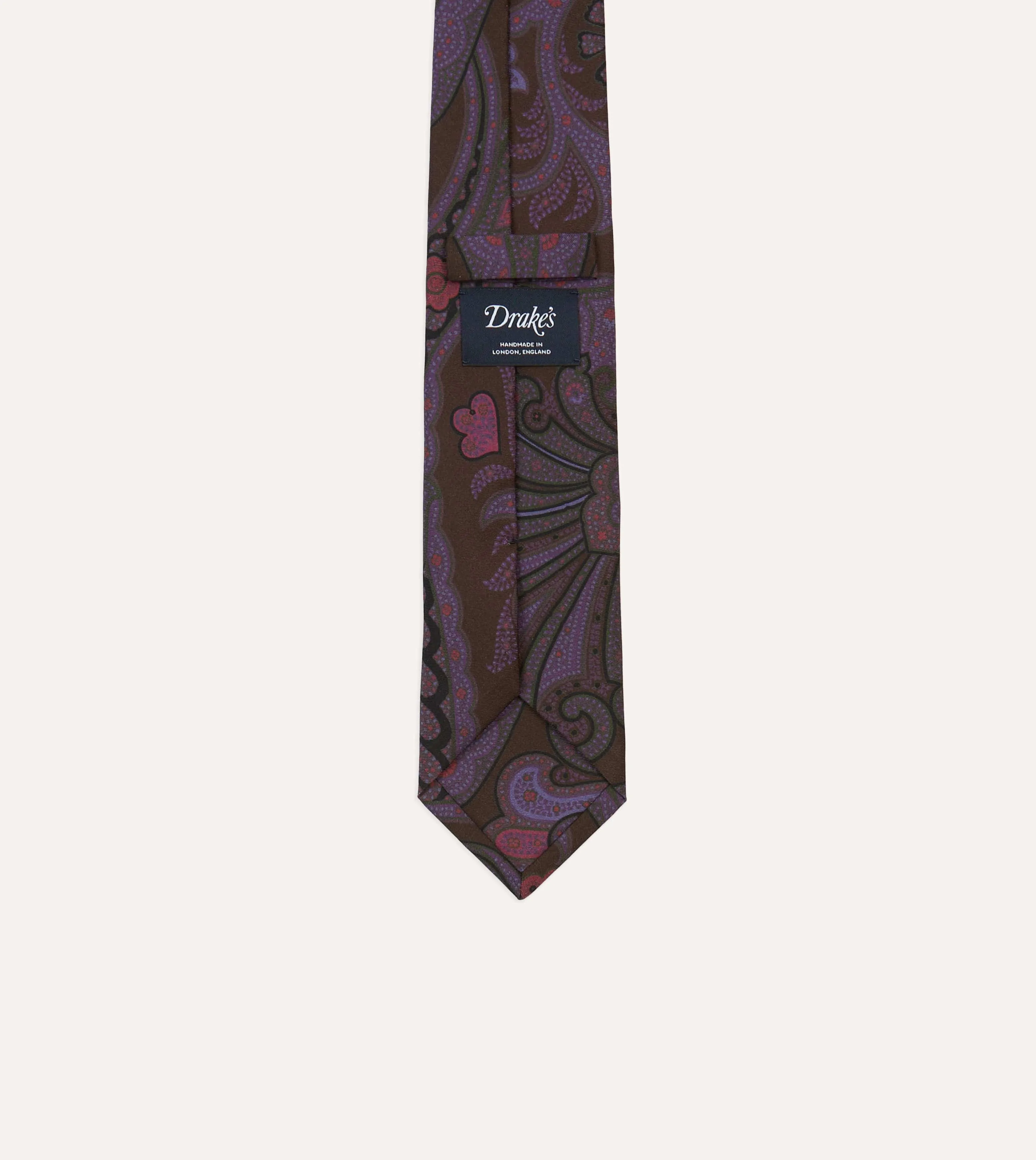 Brown Large Paisley Print Madder Silk Self-Tipped Tie sold by Drake's London product image thumbnail 4