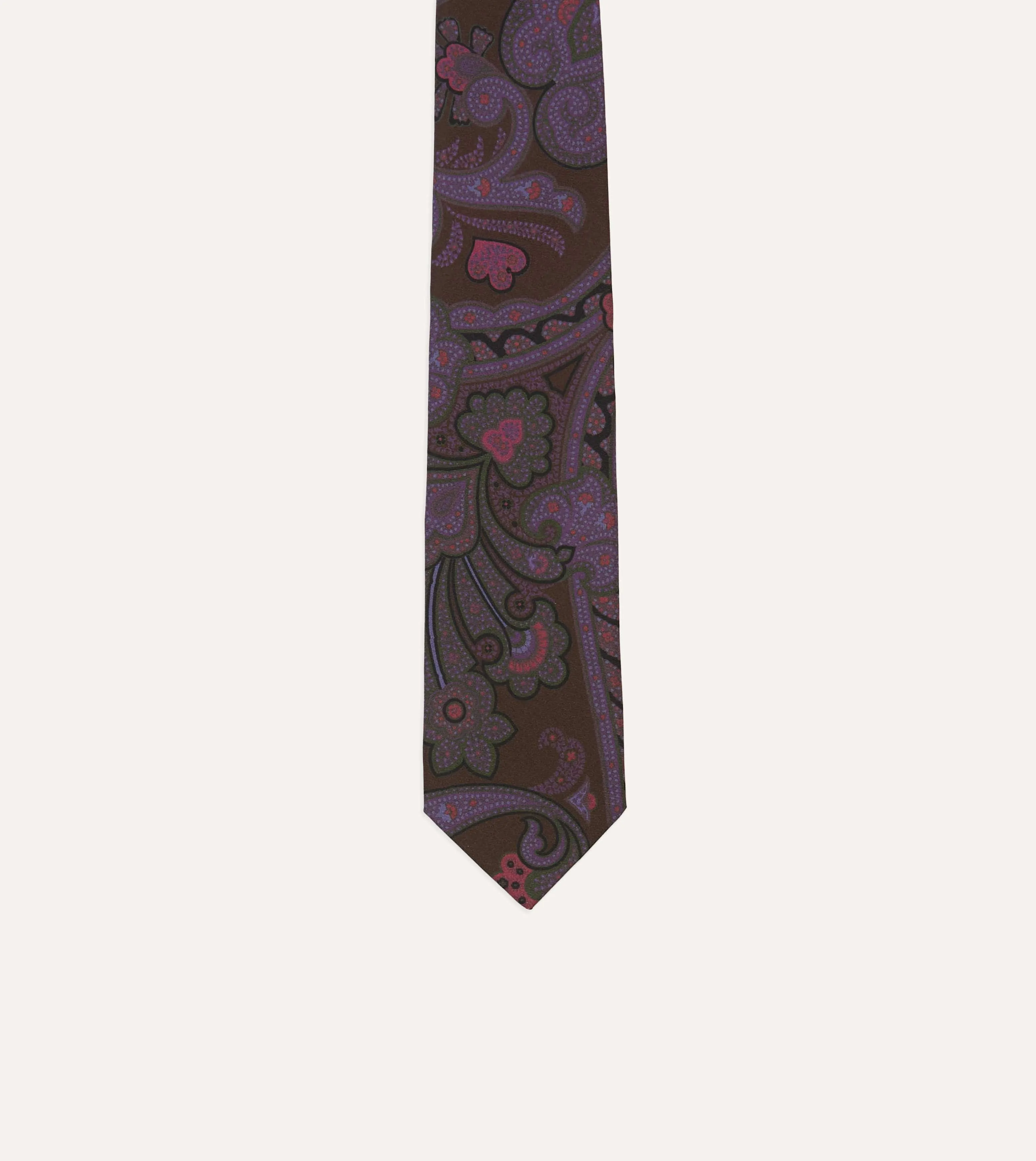 Brown Large Paisley Print Madder Silk Self-Tipped Tie sold by Drake's London product image thumbnail 3